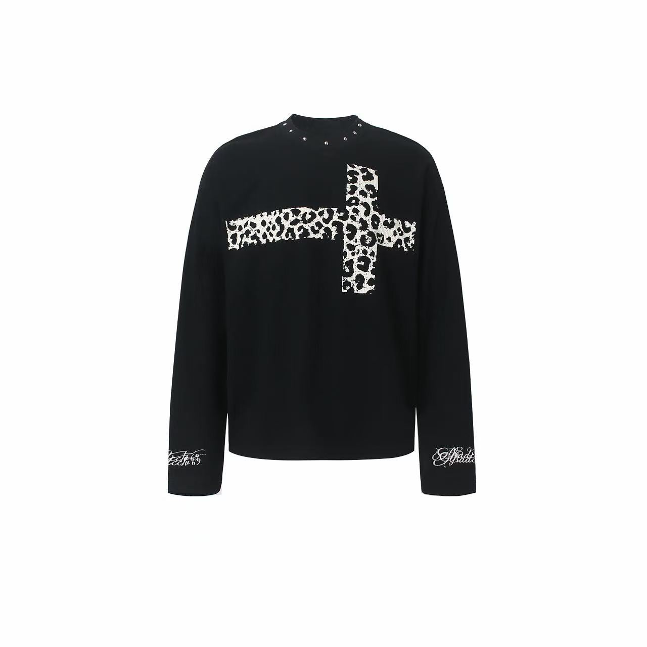 STARRVAINT Leopard Cross Waffle Long Sleeve