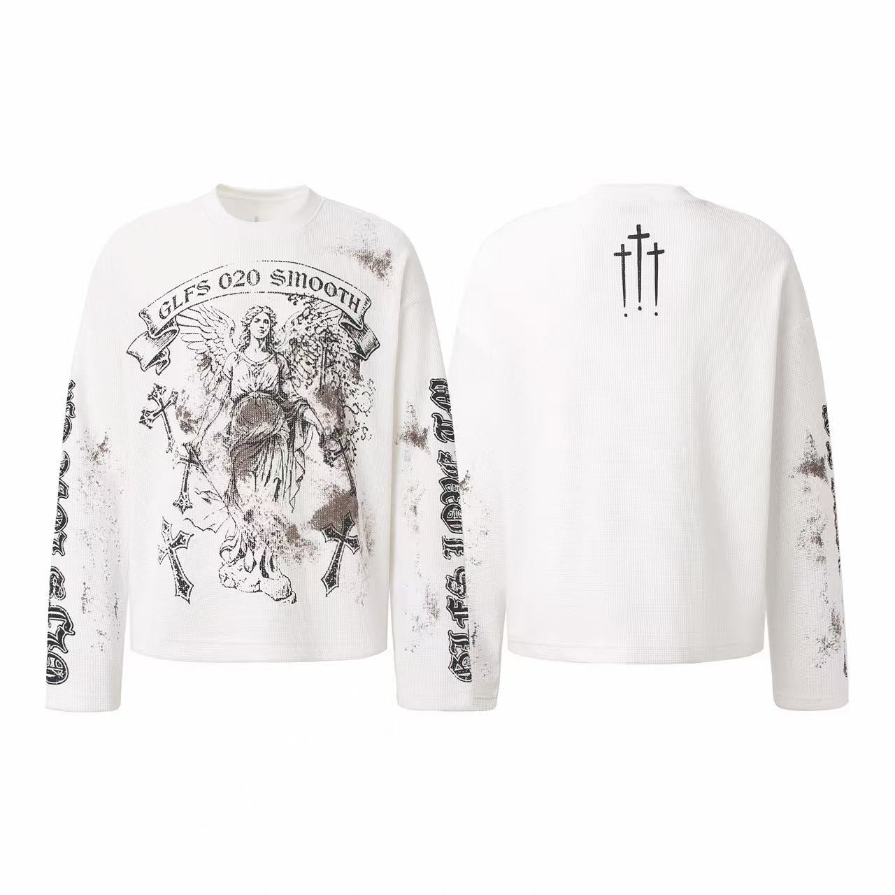 STARRVAINT Vintage Angel Waffle Long Sleeve