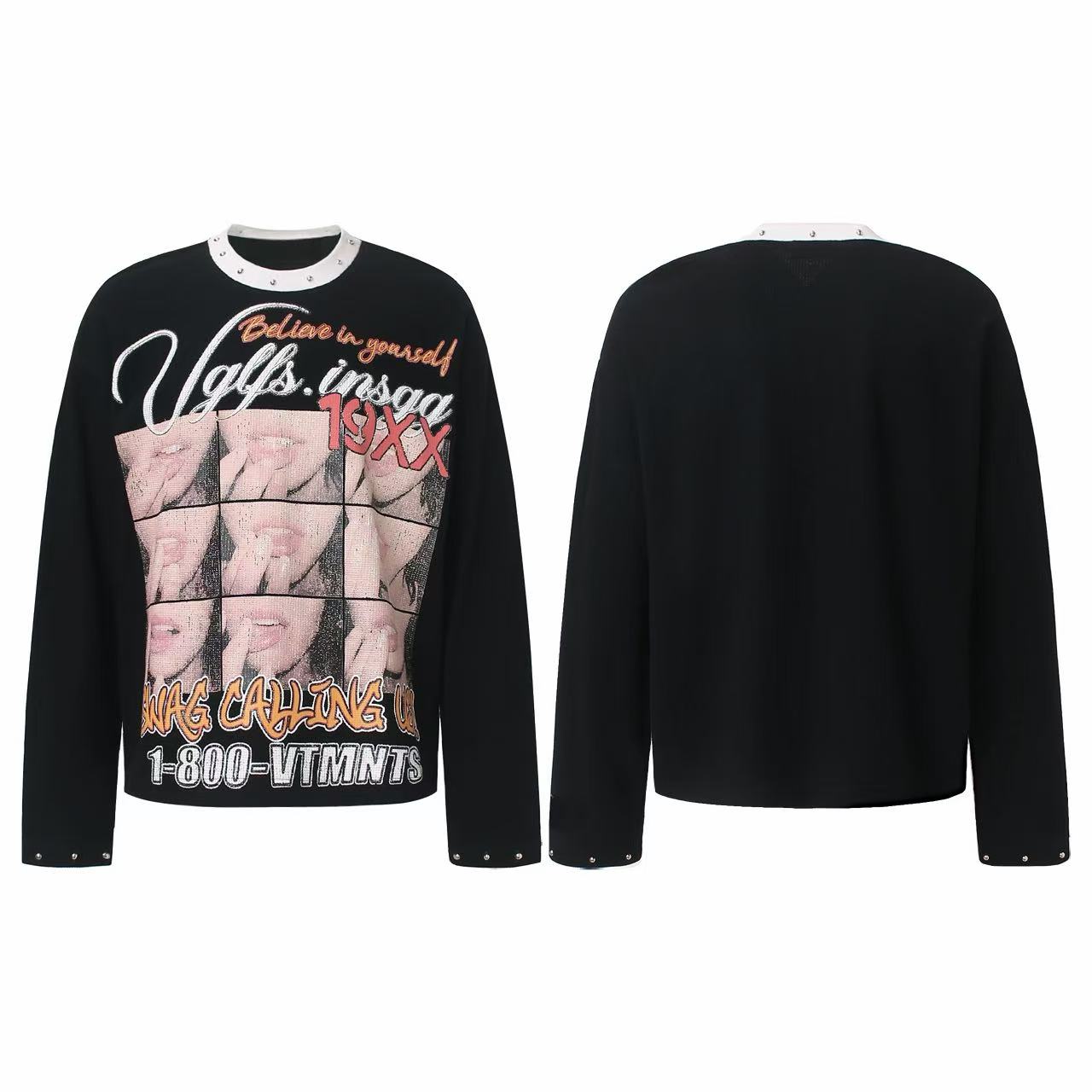 STARRVAINT Vintage Graphic Waffle Long Sleeve