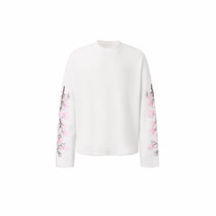 STARRVAINT Floral Sleeve Waffle Long Sleeve