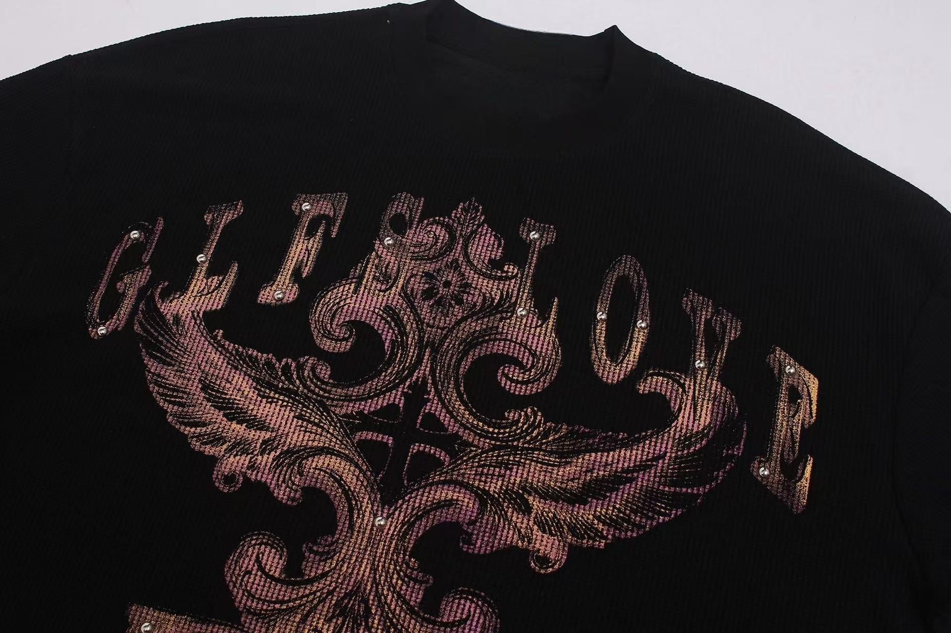 STARRVAINT Gothic Cross Waffle Long Sleeve