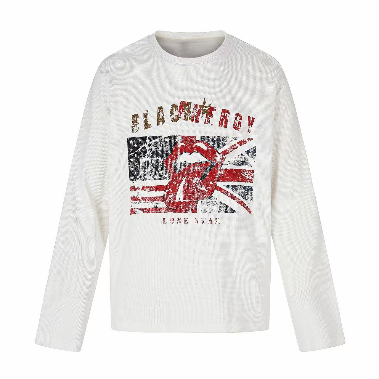 STARRVAINT Vintage Graphic Waffle Long Sleeve Tee