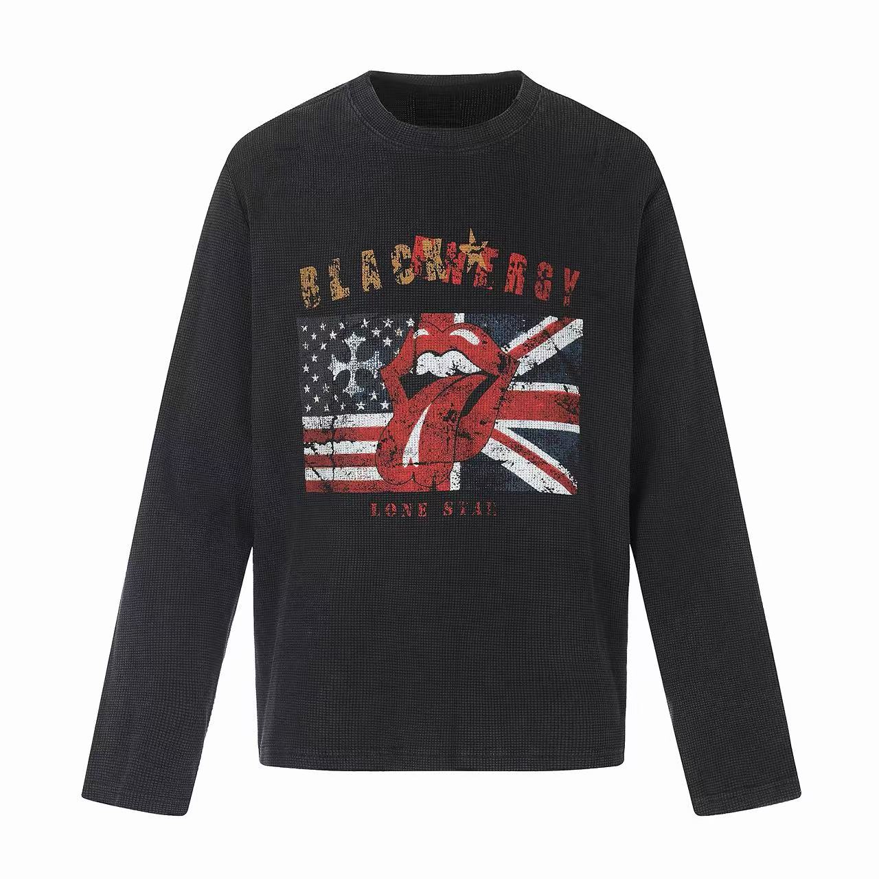 STARRVAINT Vintage Graphic Waffle Long Sleeve Tee