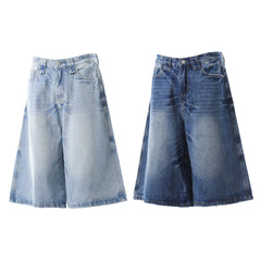 STARRVAINT Vintage Wash Wide-Leg Denim Shorts