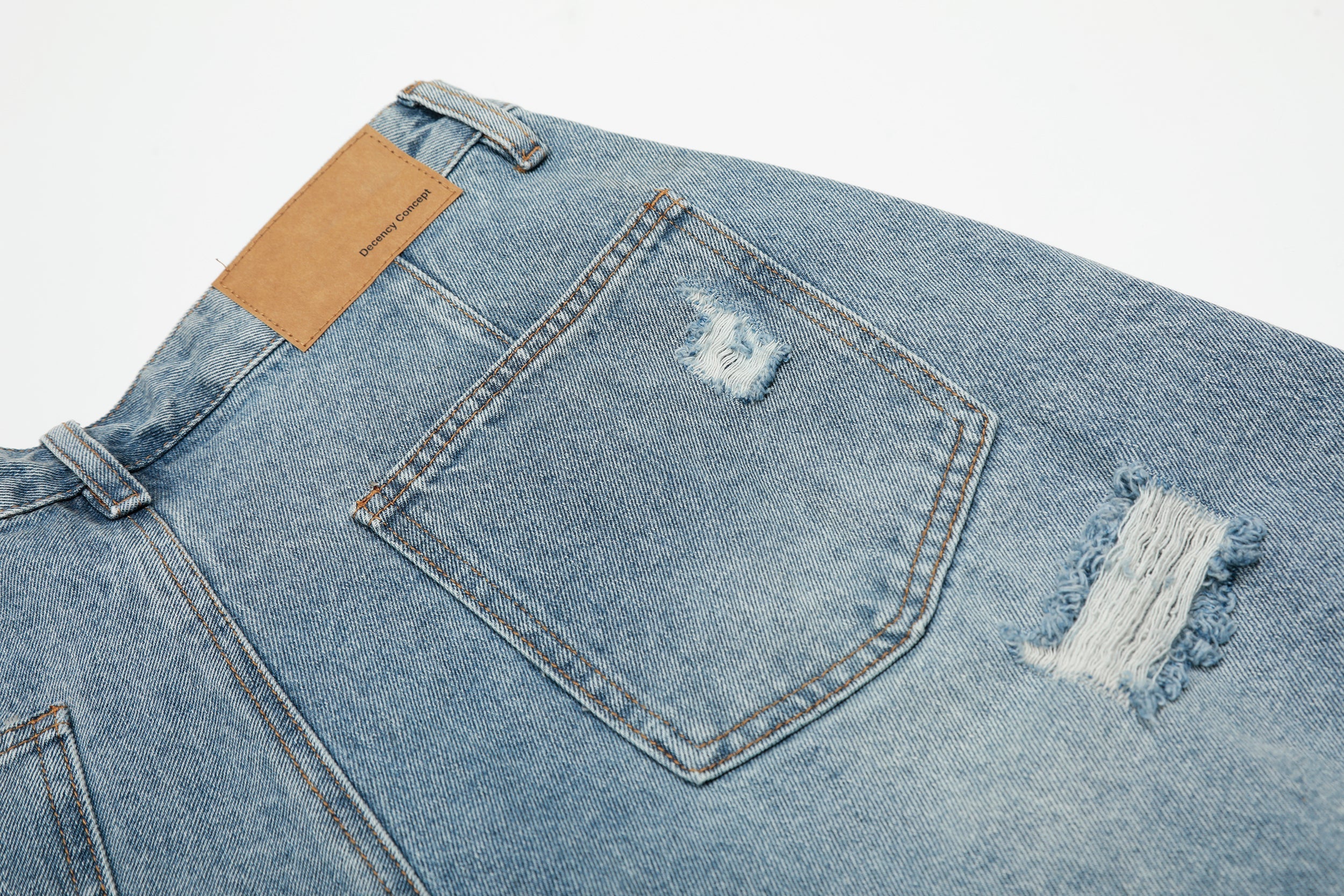 STARRVAINT Destroyed Fringe Denim Shorts
