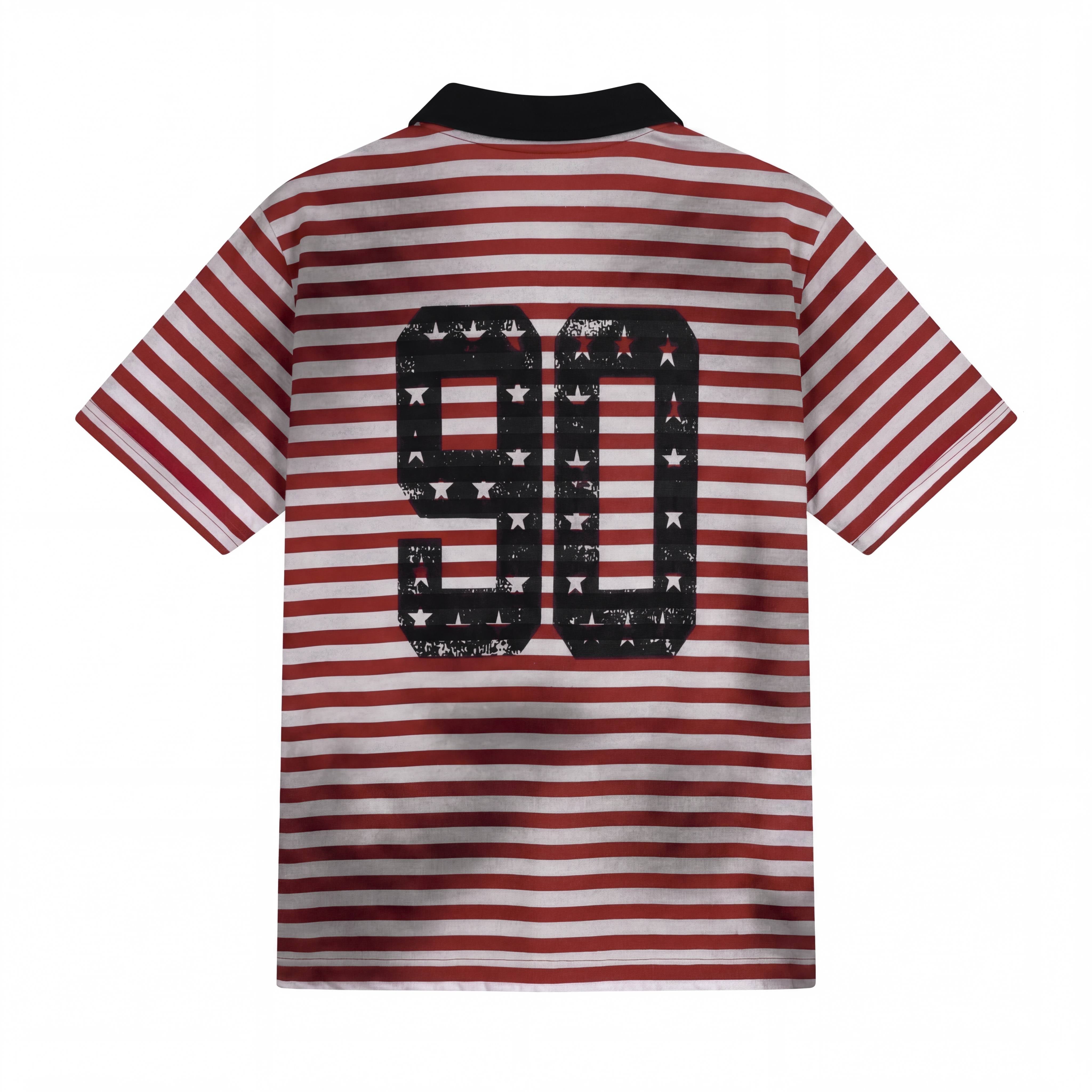 STARRVAINT “Stripe Crest Polo Tee”
