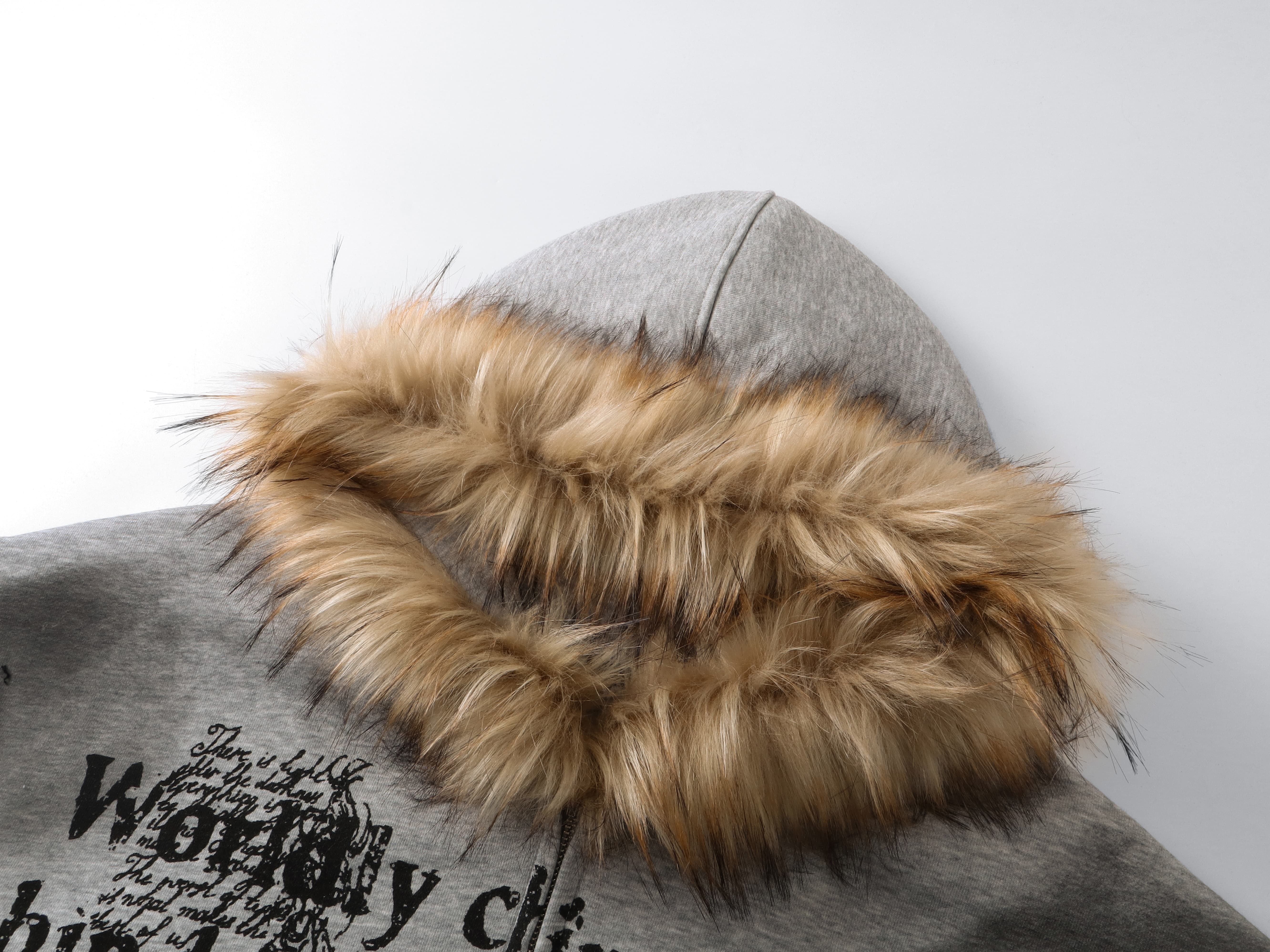 STARRVAINT Gothic Fur-Trim Zip-Up Hoodie