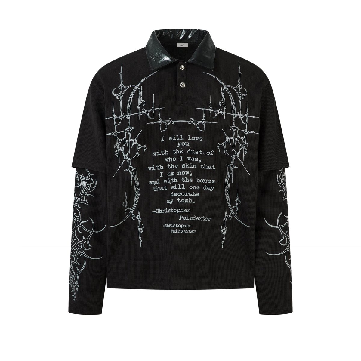 STARRVAINT Barbed Poetry Layered Collar Long Sleeve Polo