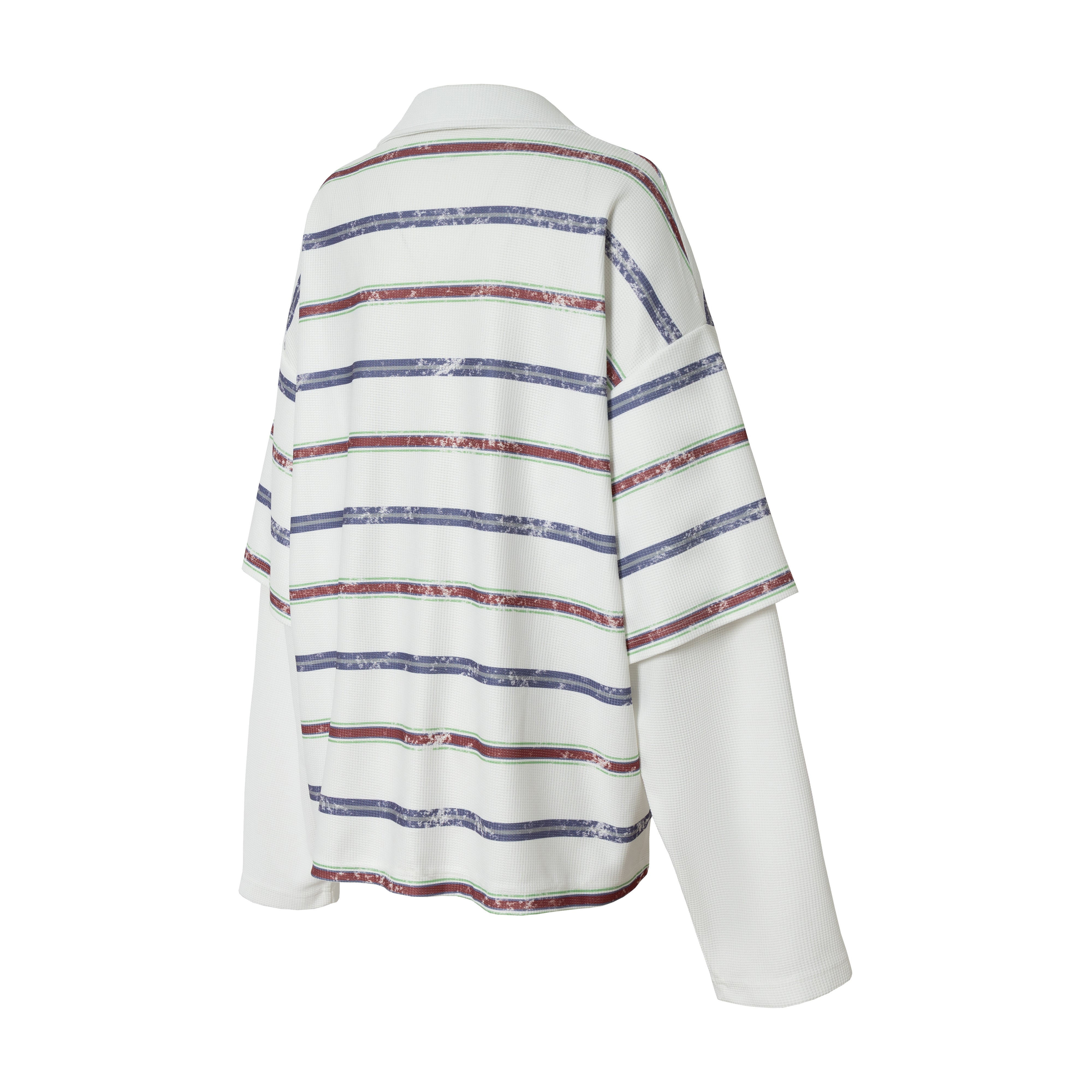 STARRVAINT Abstract Stripe Long-Sleeve Polo Shirt