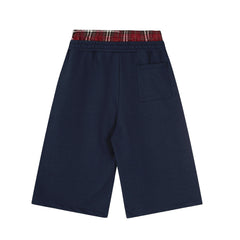 STARRVAINT Plaid-Waist Logo Shorts