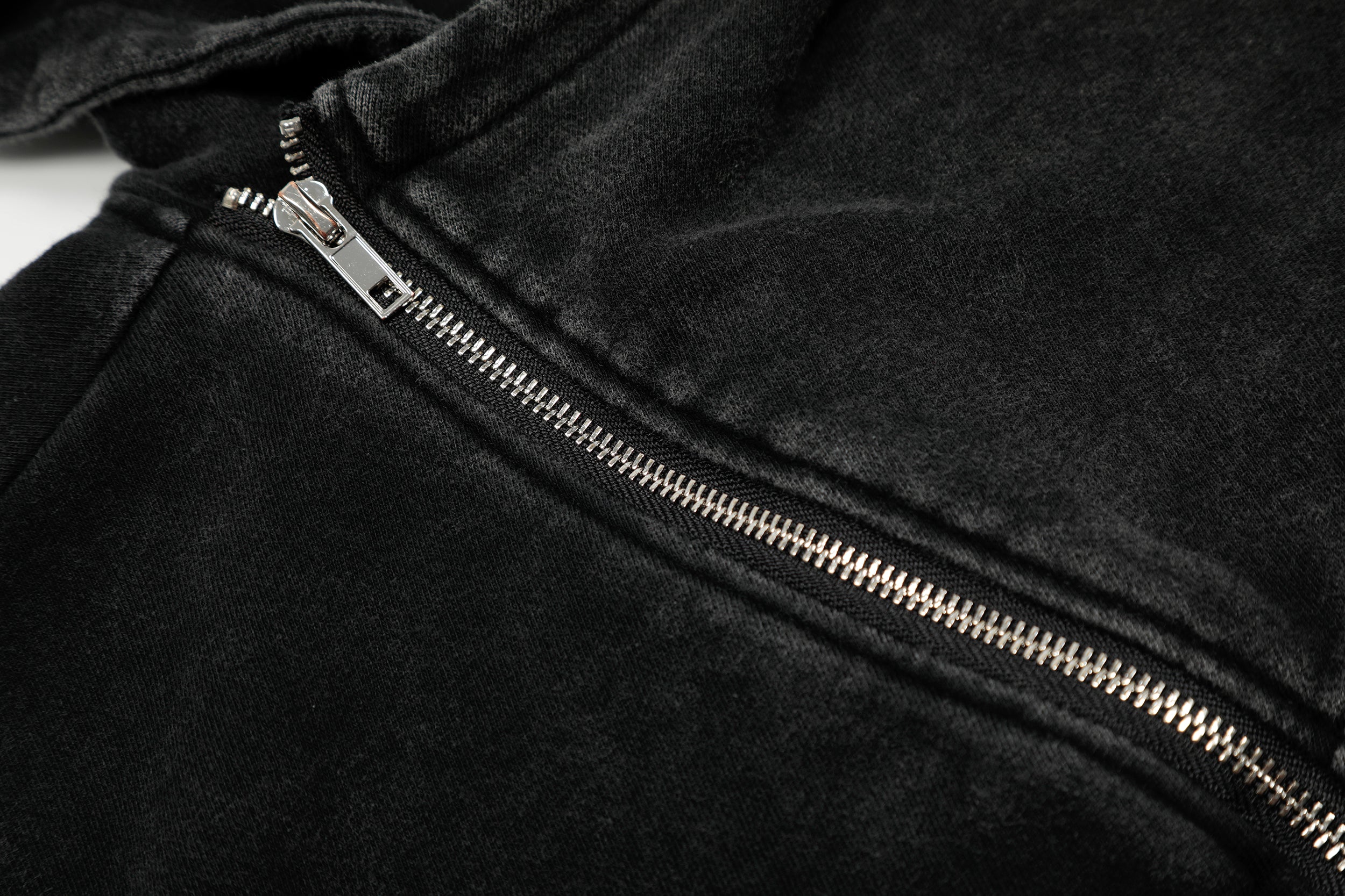 STARRVAINT Asymmetric Zip Washed Hoodie Jacket