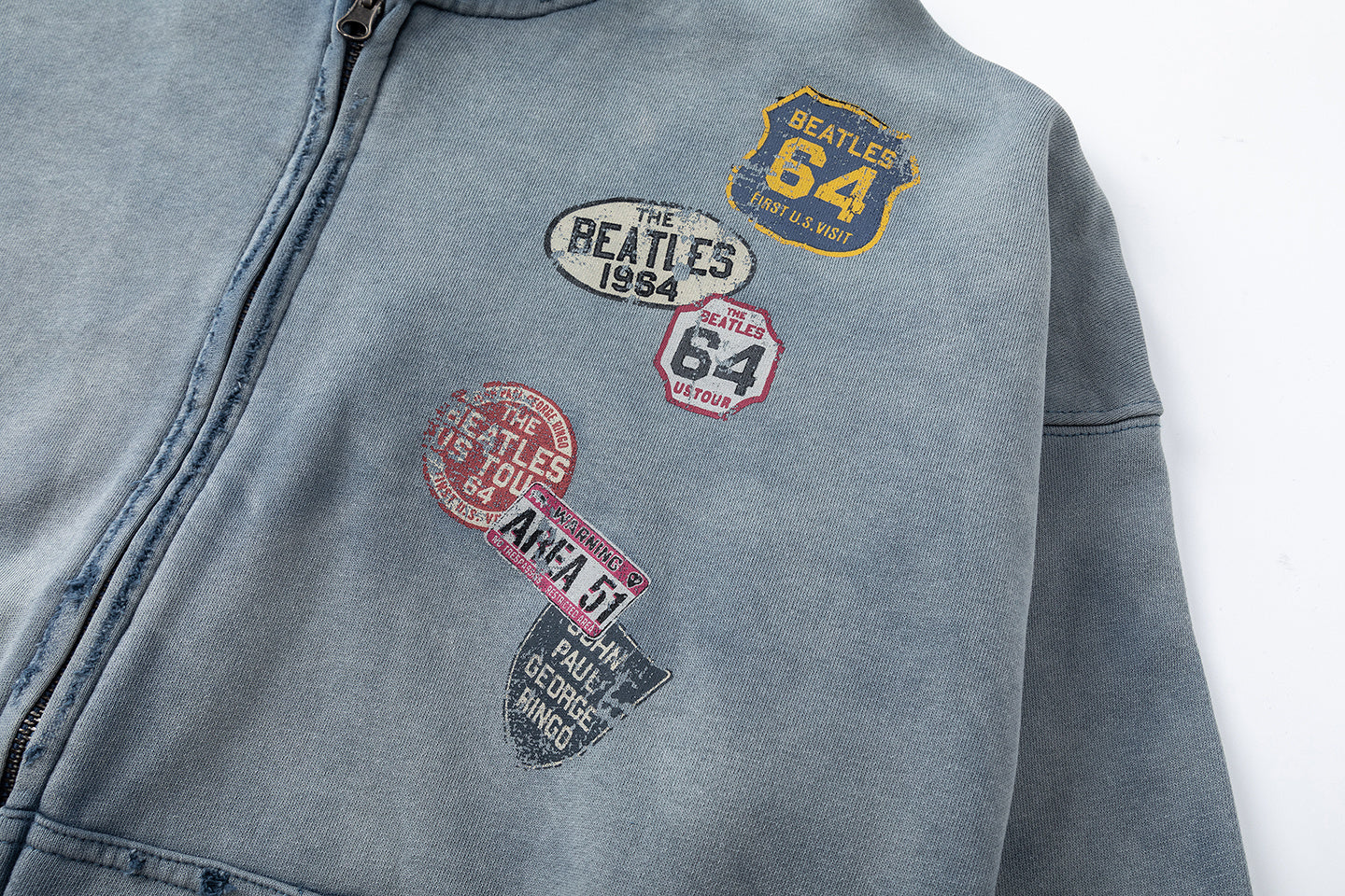 STARRVAINT Vintage Patch Zip-Up Hoodie