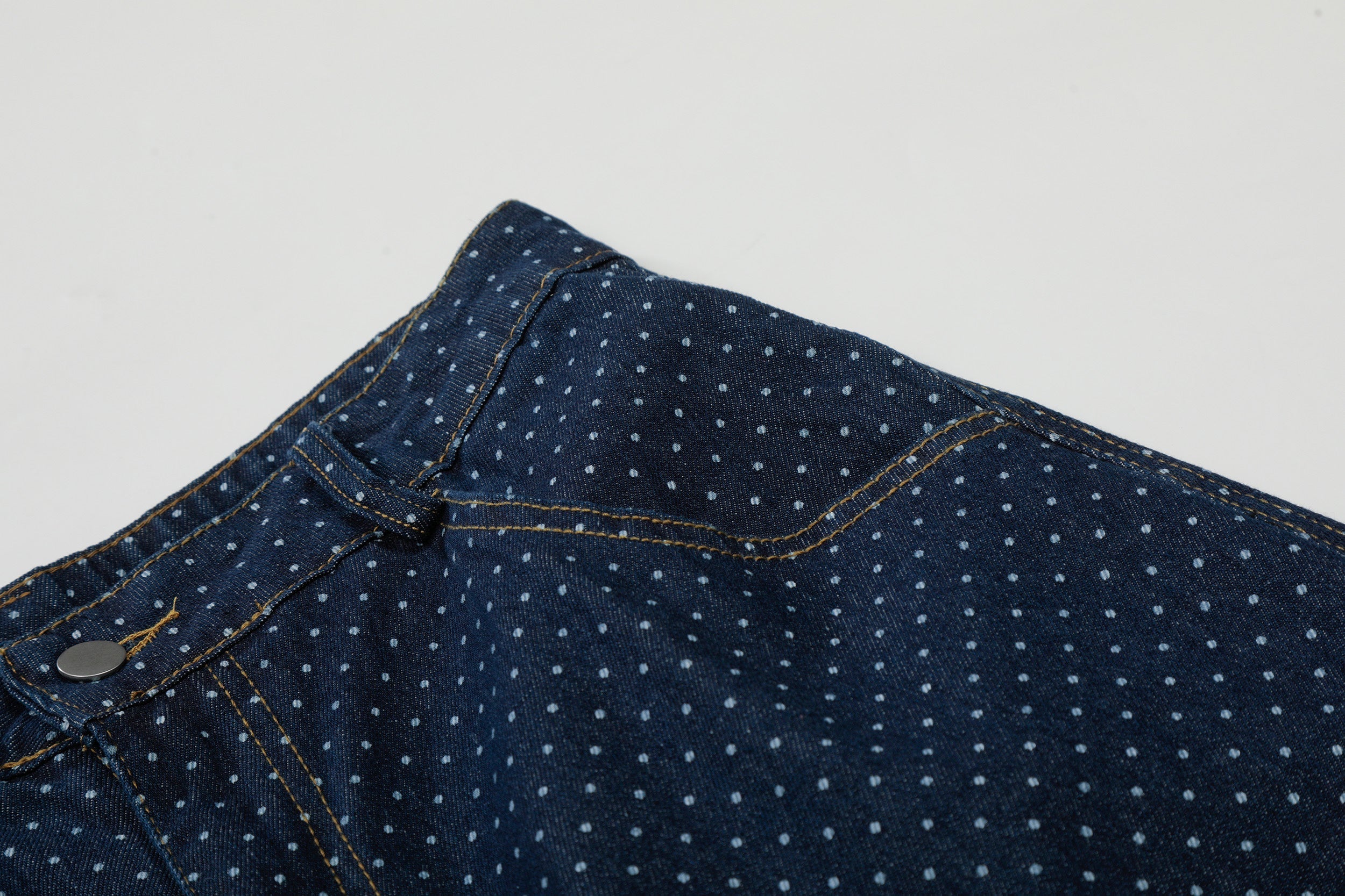 STARRVAINT Polka Dot Denim Cargo Shorts