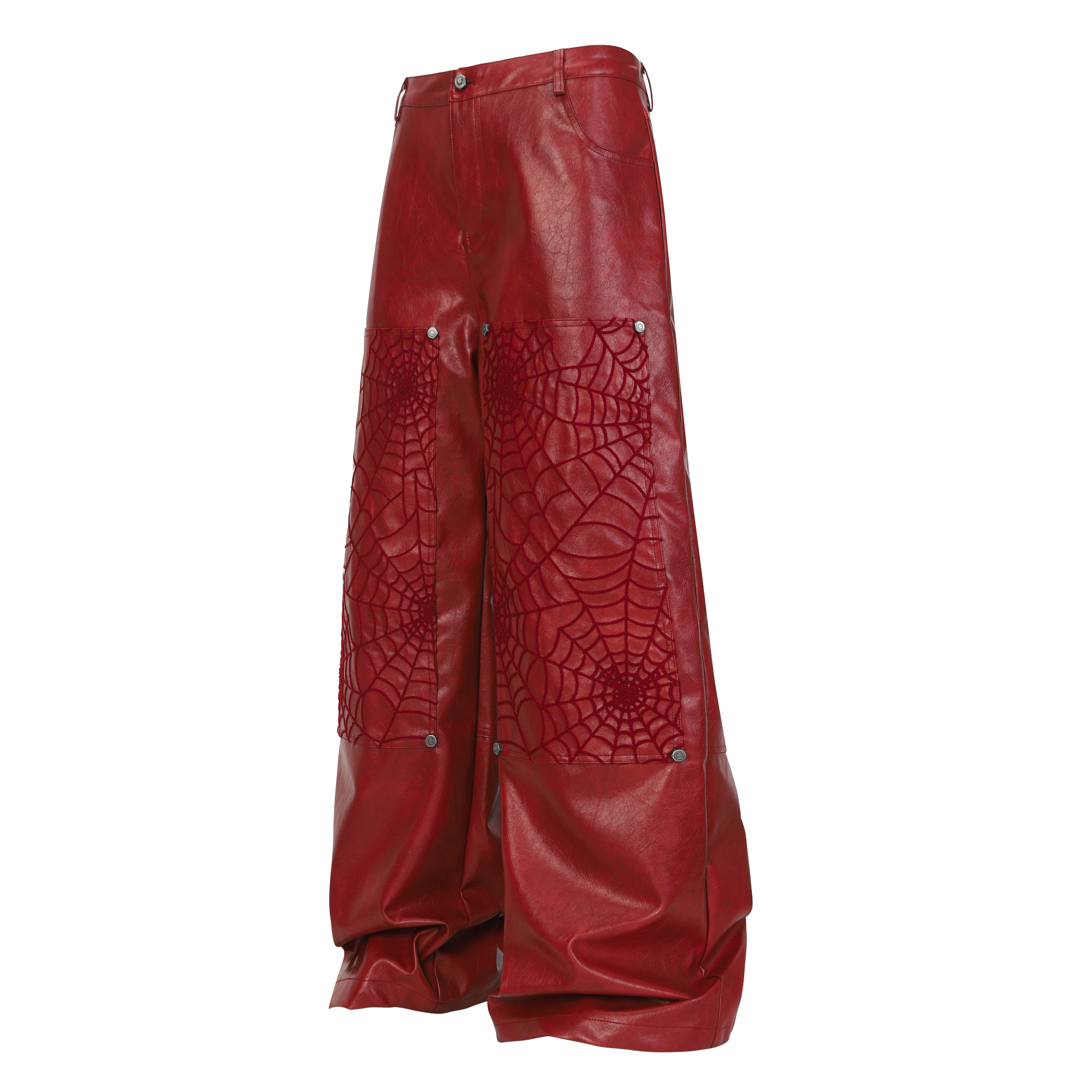 STARRVAINT Web Embossed PU Wide-Leg Pants