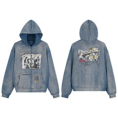 STARRVAINT Vintage Graphic Zip-Up Hoodie