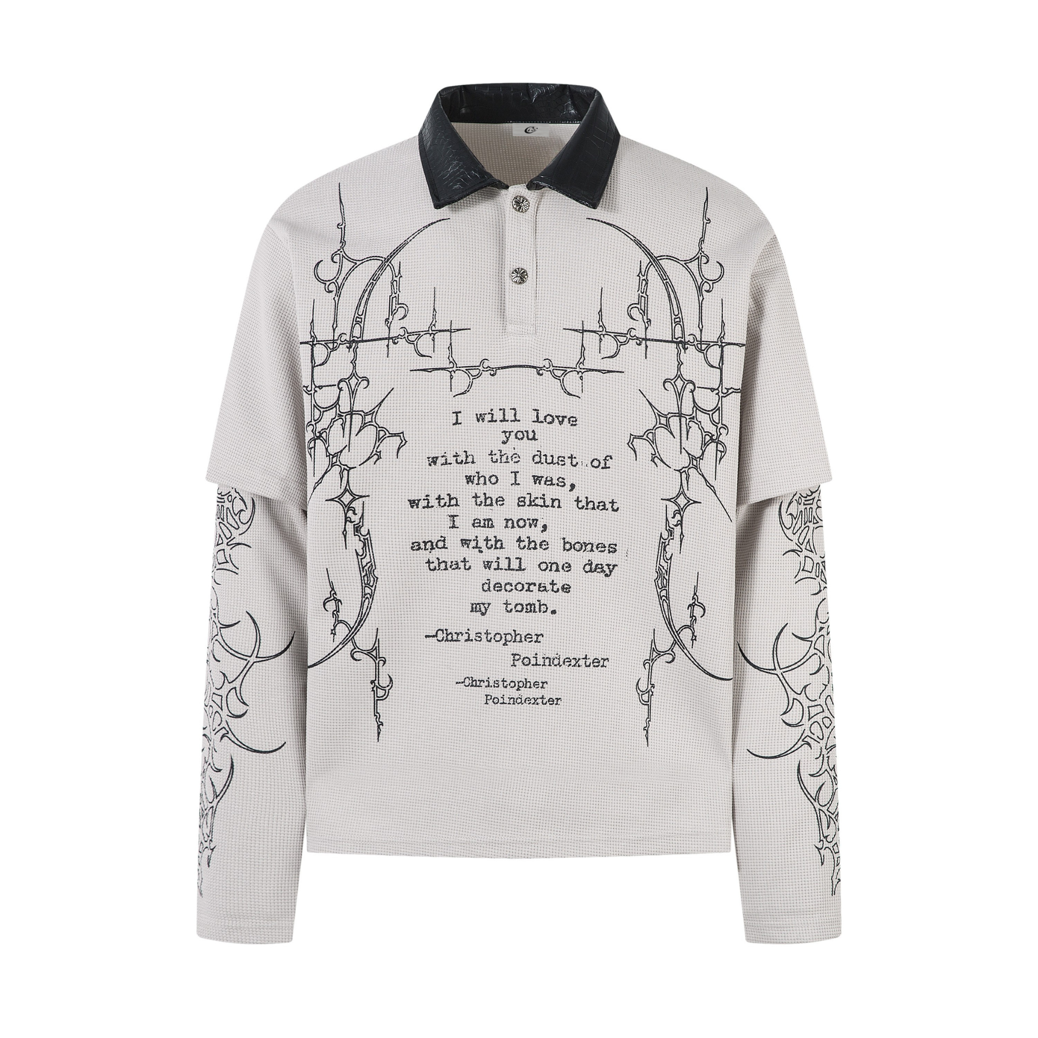 STARRVAINT Barbed Poetry Layered Collar Long Sleeve Polo