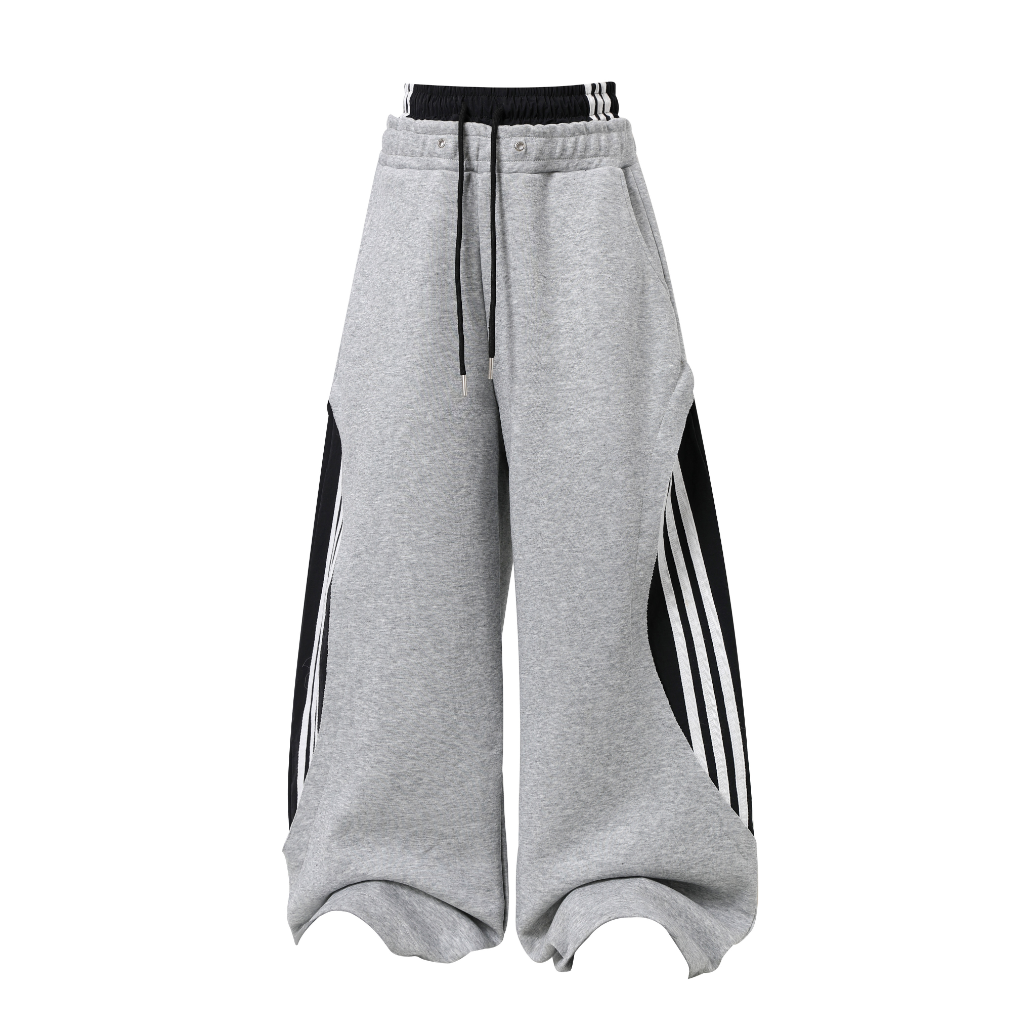 STARRVAINT Double-Waist Stripe Wide-Leg Sweatpants