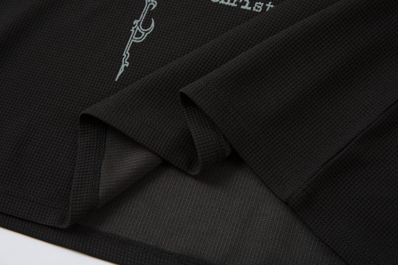 STARRVAINT Barbed Poetry Layered Collar Long Sleeve Polo