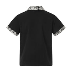 STARRVAINT “Leopard Trim Zip Polo”