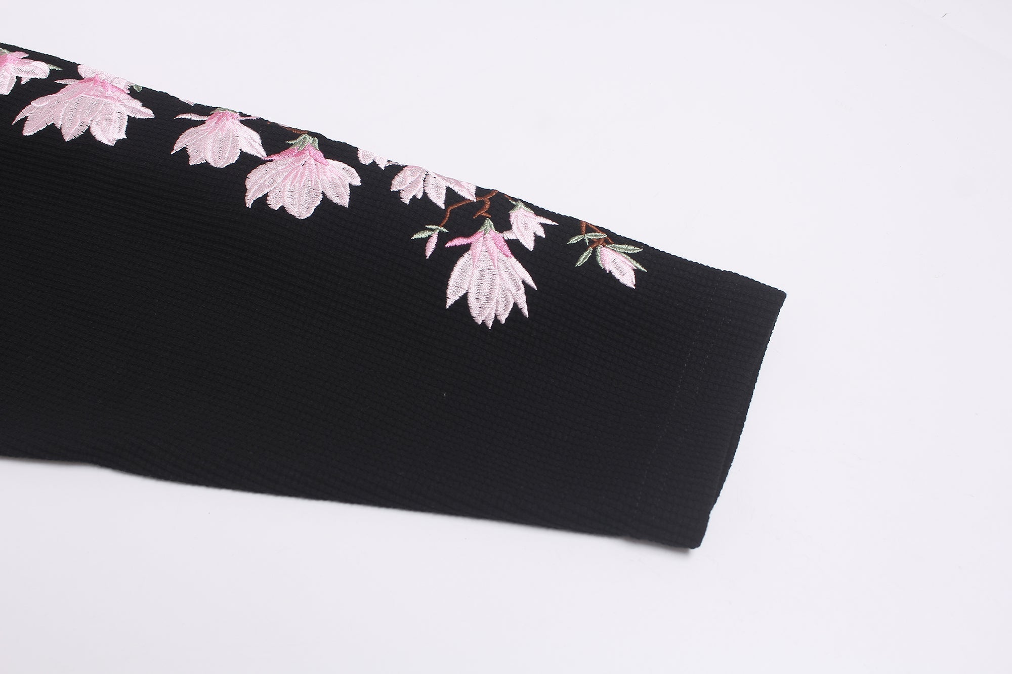 STARRVAINT Floral Sleeve Waffle Long Sleeve