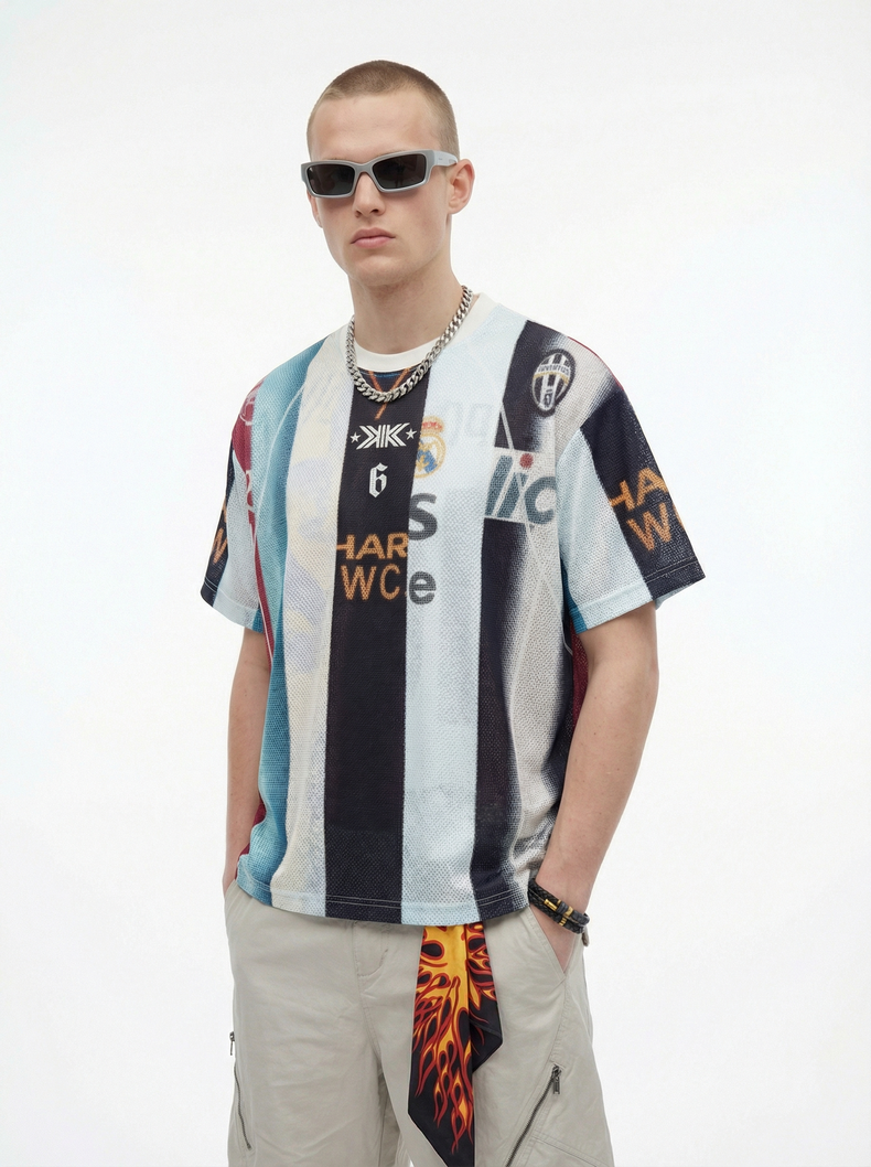 STARRVAINT Vintage Football Patchwork Jersey