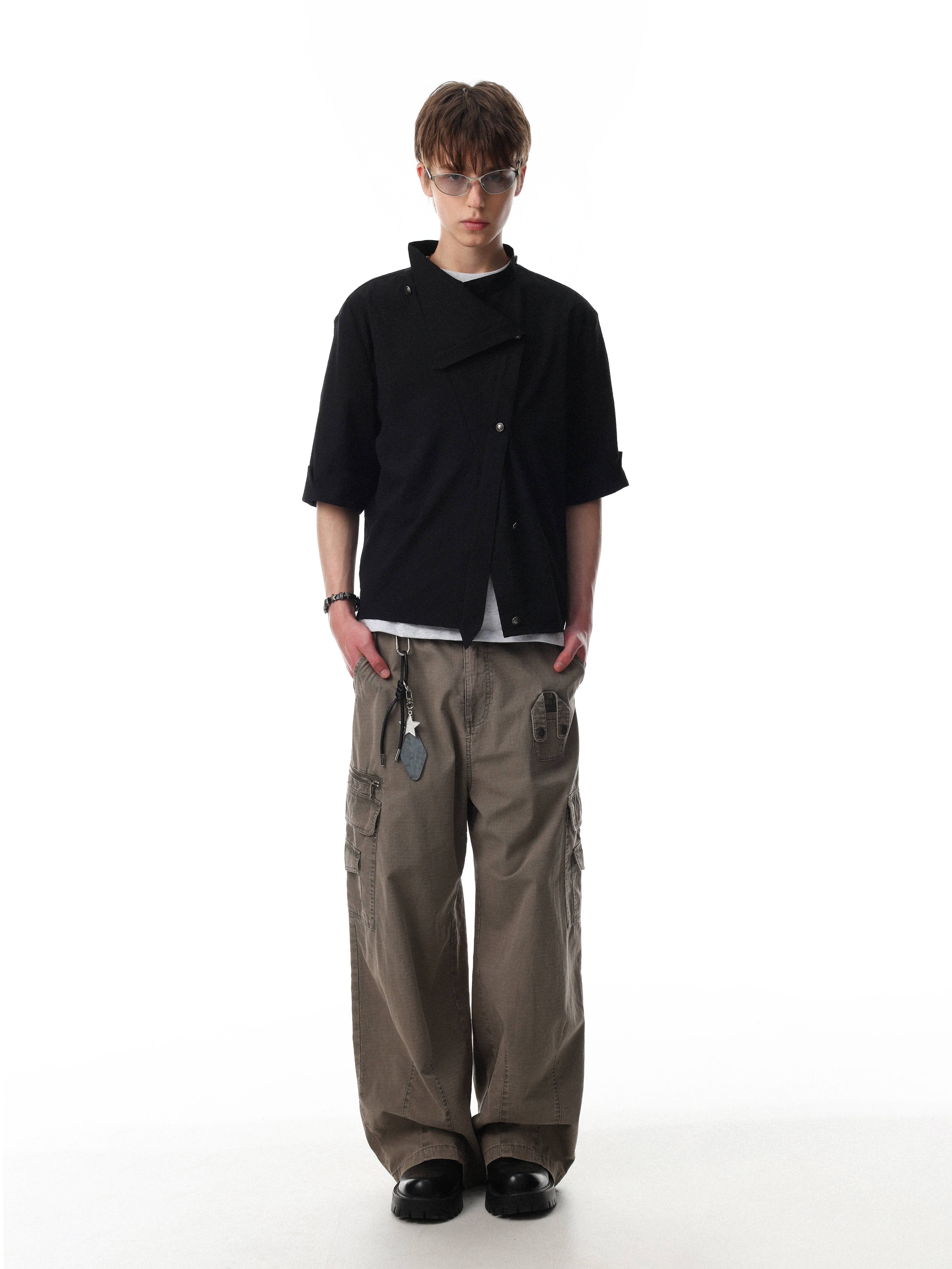 STARRVAINT “Asymmetrical Stand-Collar Shirt”
