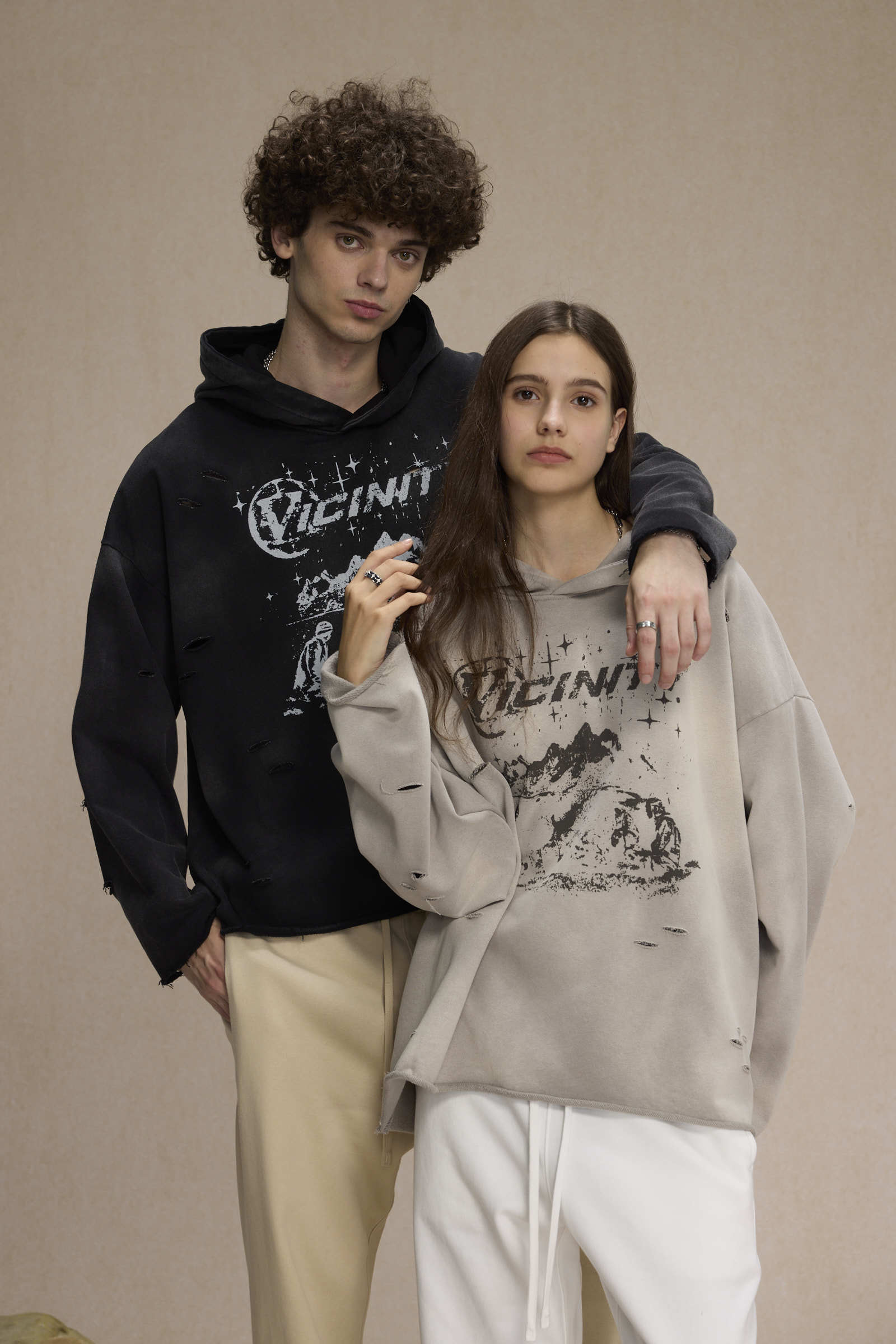 STARRVAINT Graphic Distressed Hoodie