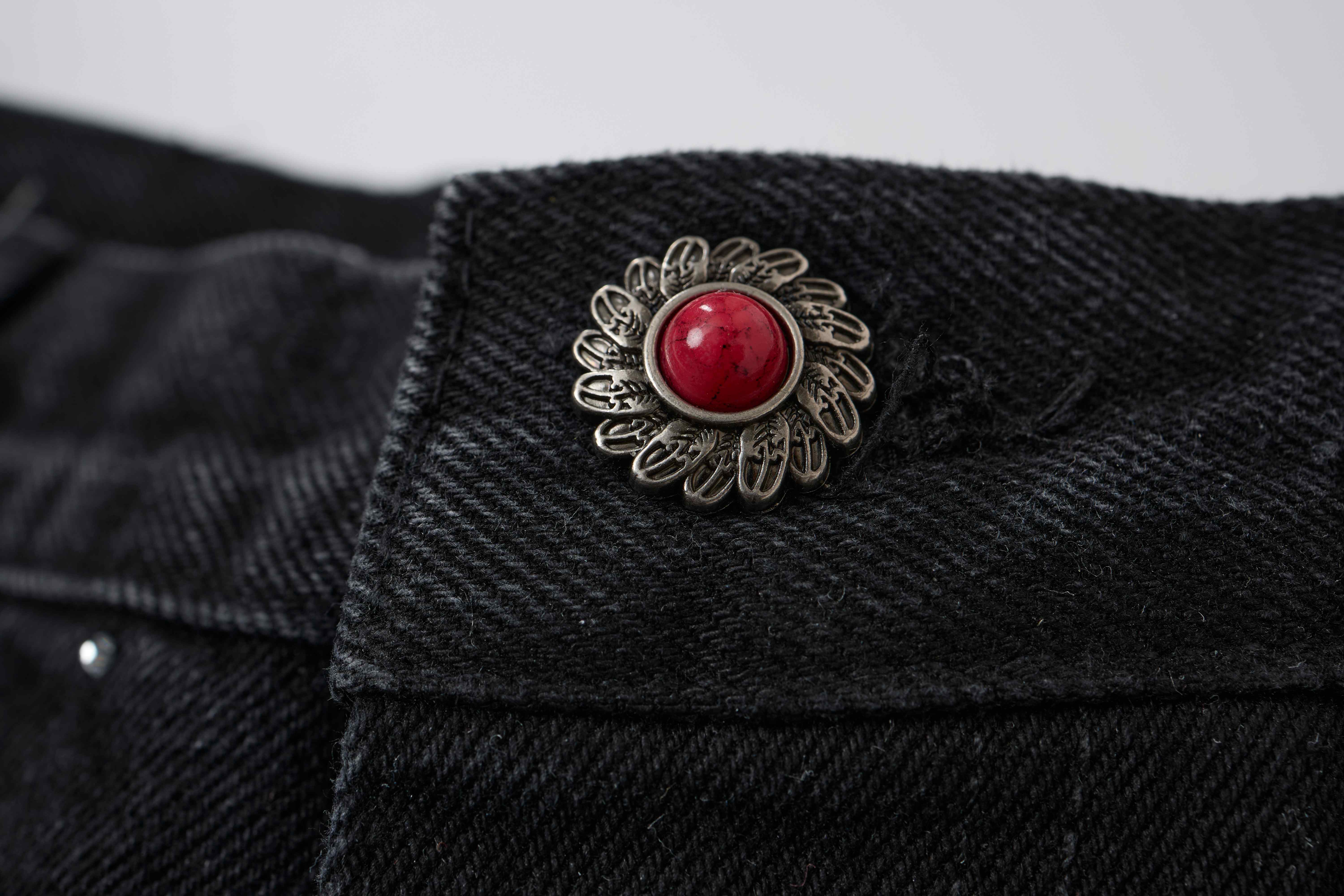 STARRVAINT Pearl Studded Denim Shorts