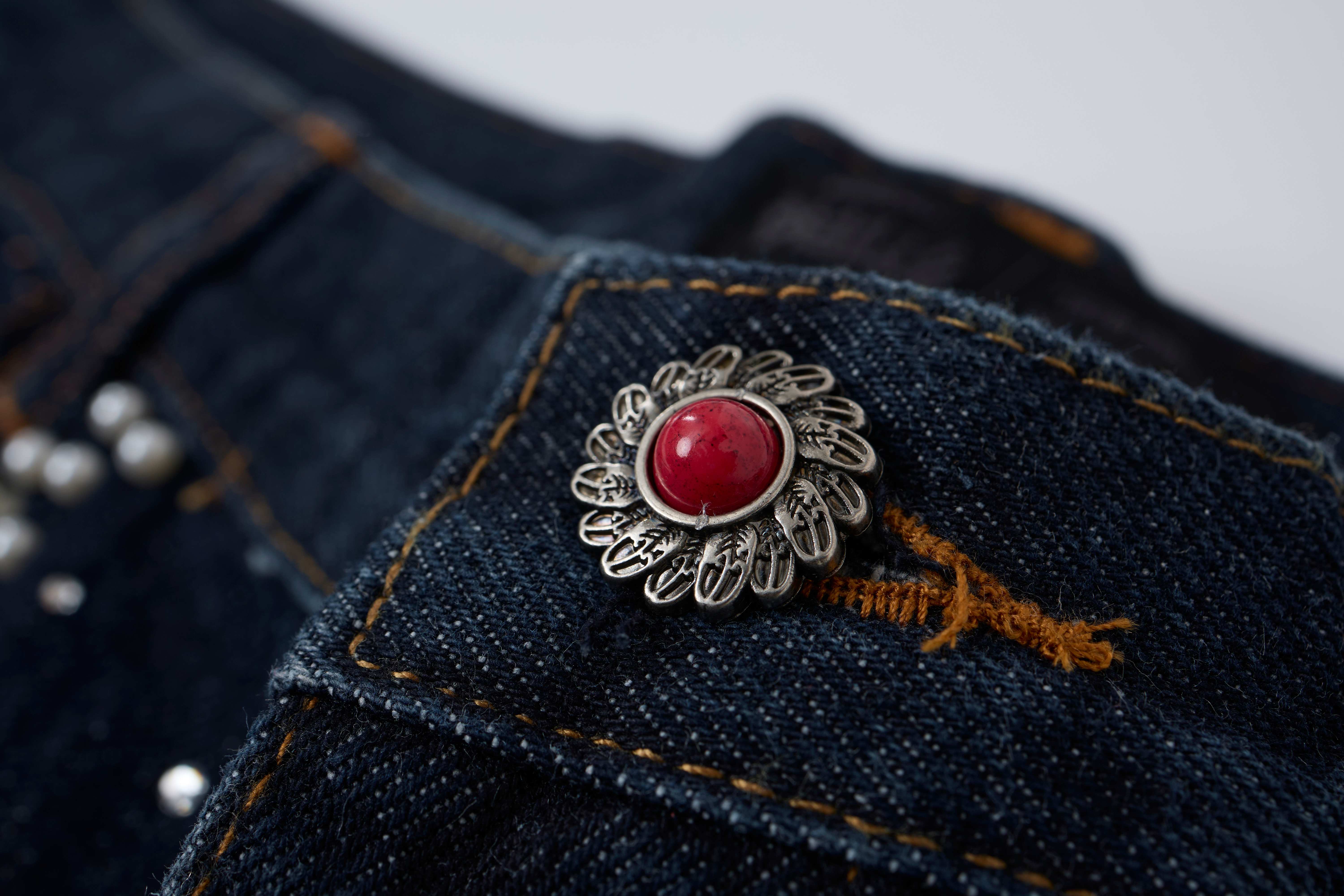 STARRVAINT Pearl Studded Denim Shorts