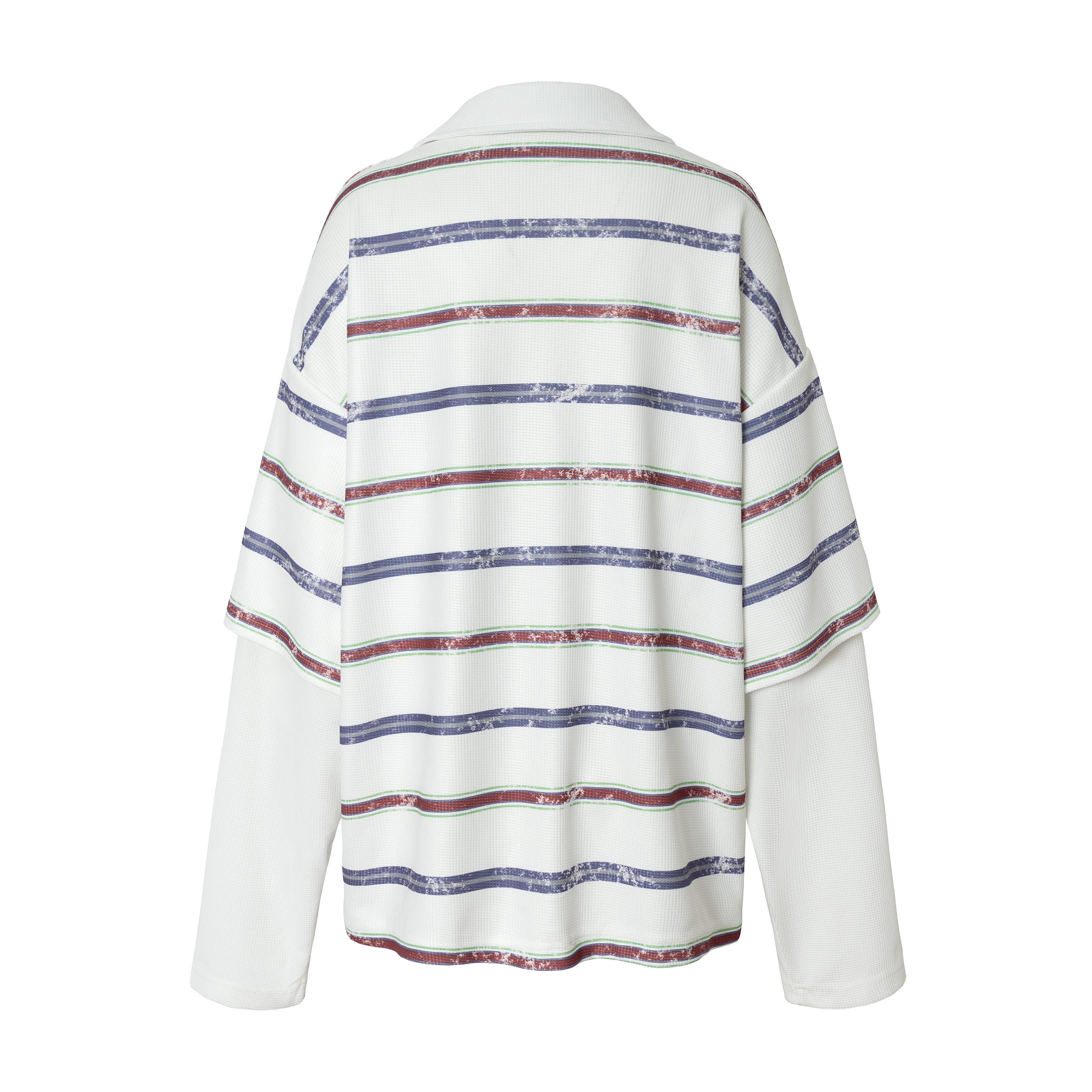 STARRVAINT Abstract Stripe Long-Sleeve Polo Shirt