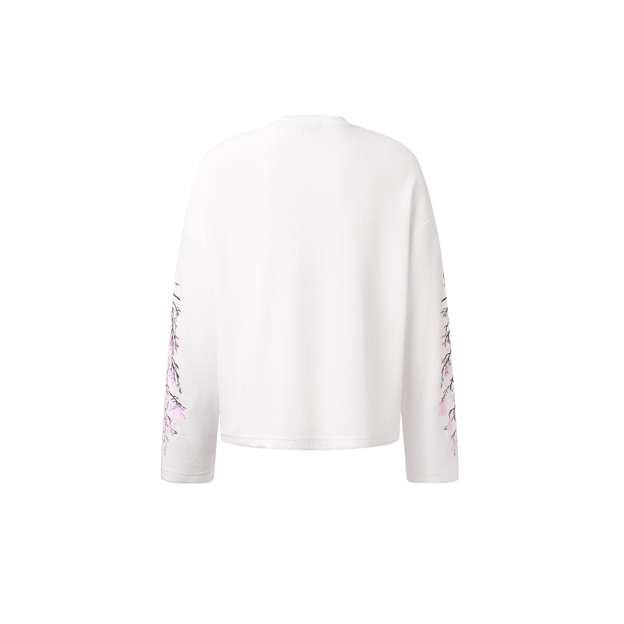 STARRVAINT Floral Sleeve Waffle Long Sleeve