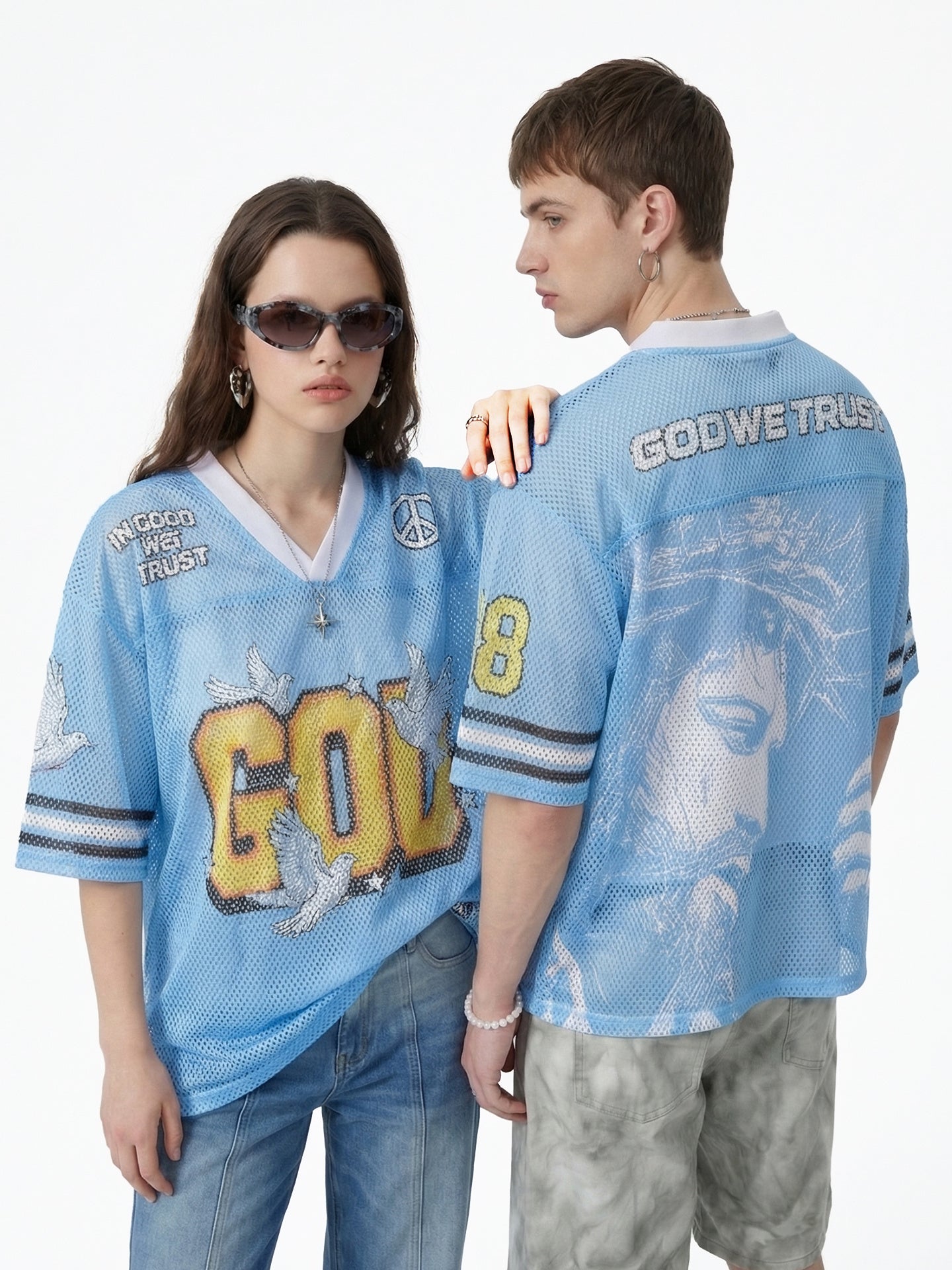 STARRVAINT “God We Trust” Mesh Jersey T-Shirt