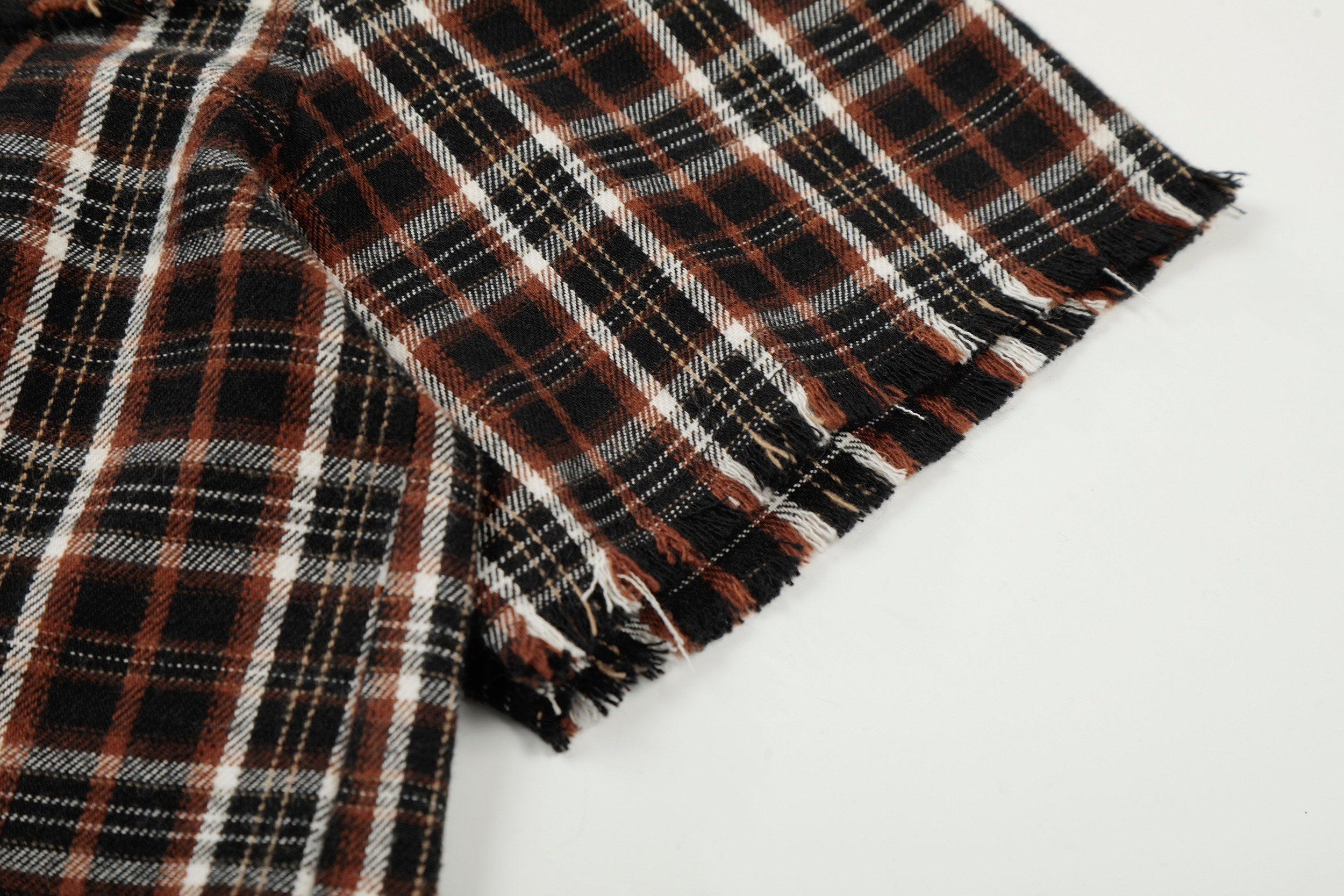 STARRVAINT “Distressed Plaid Short Sleeve Shirt”