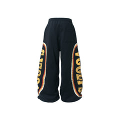STARRVAINT Fleece-Lined Sports Letter Wide-Leg Sweatpants