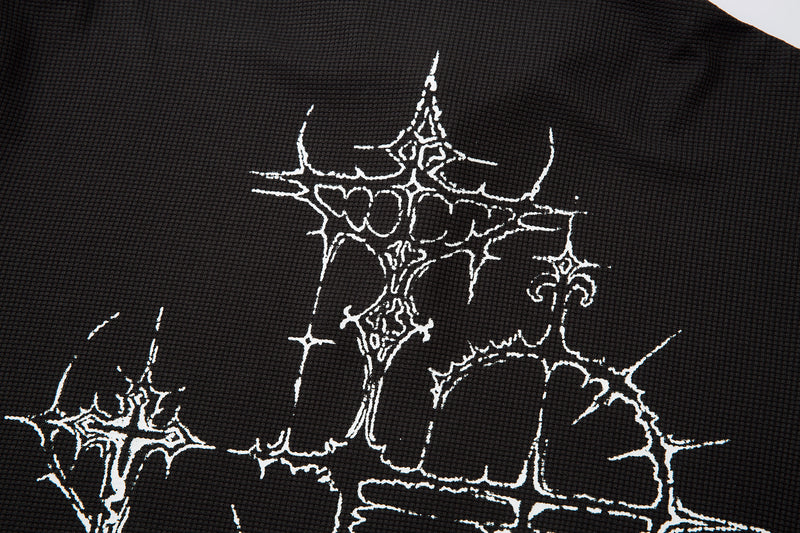 STARRVAINT Vampire Graphic Layered Polo Long Sleeve