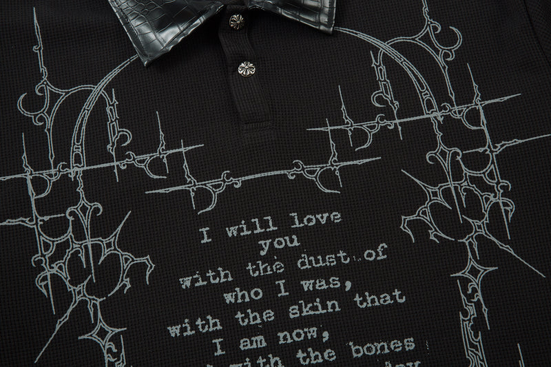 STARRVAINT Barbed Poetry Layered Collar Long Sleeve Polo