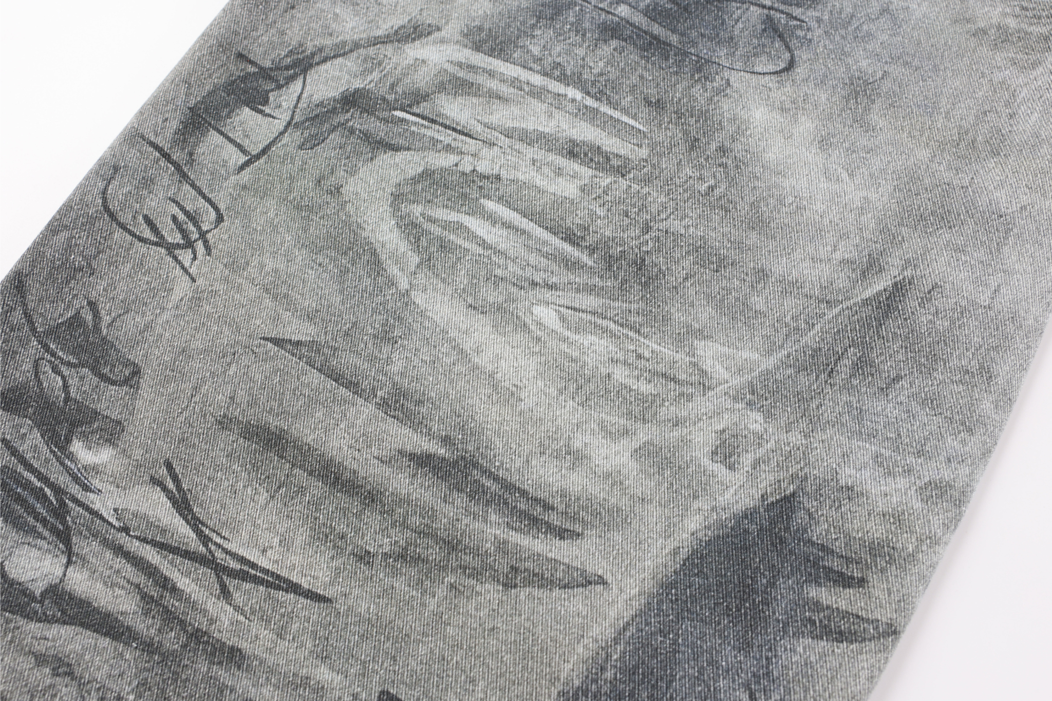 STARRVAINT Graffiti Washed Curved Denim Pants