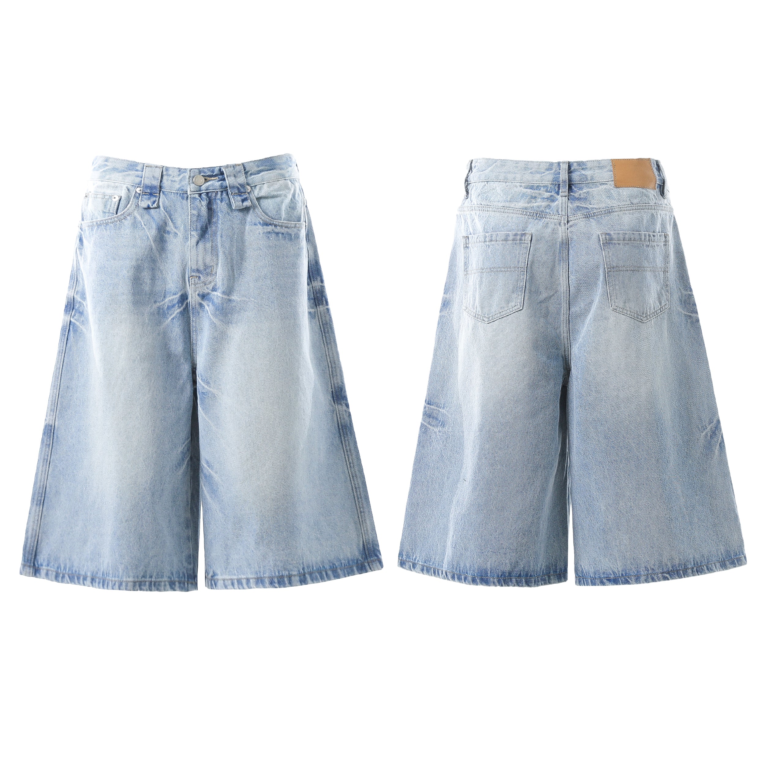STARRVAINT Vintage Wash Wide-Leg Denim Shorts