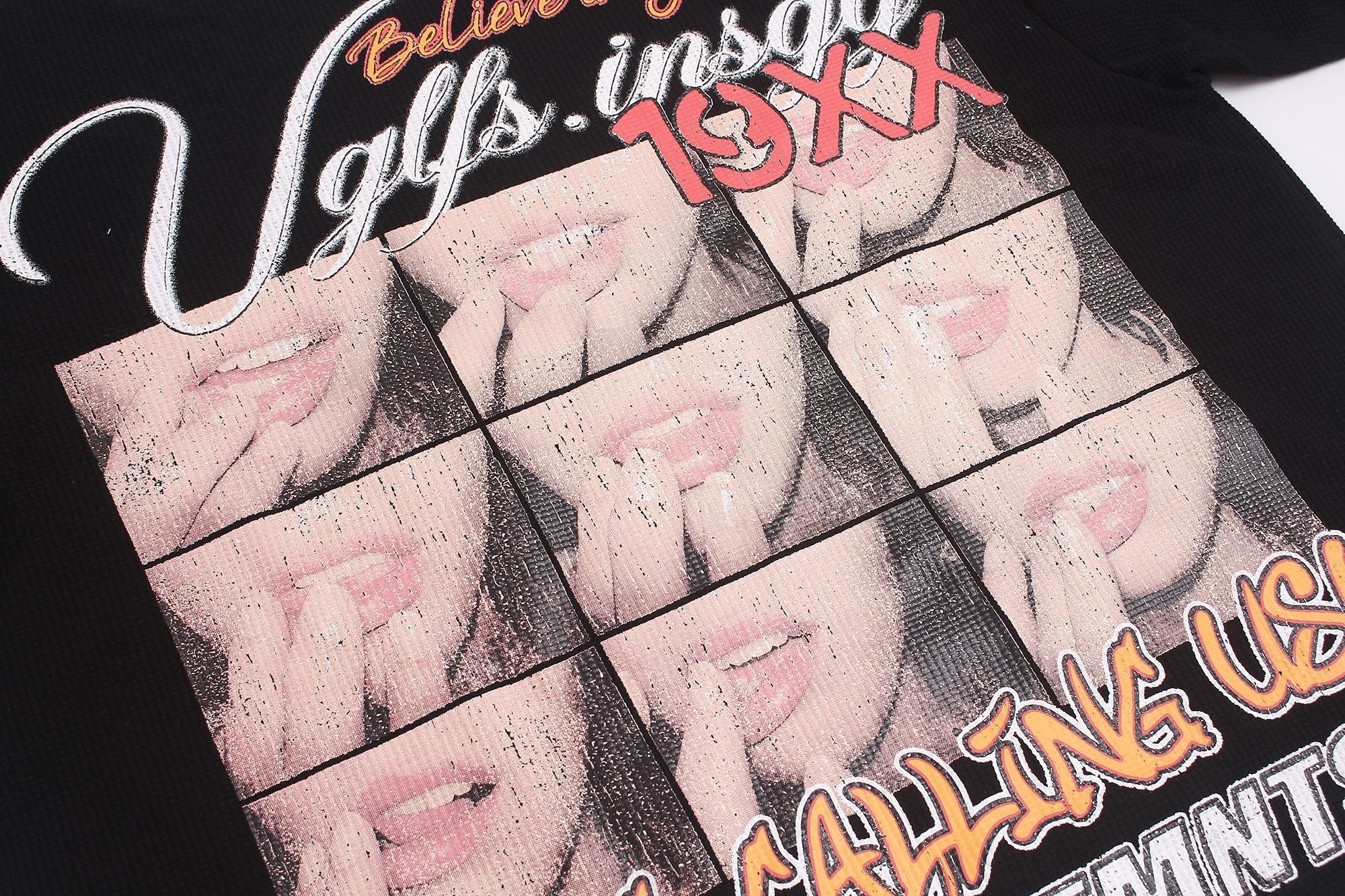 STARRVAINT Vintage Graphic Waffle Long Sleeve