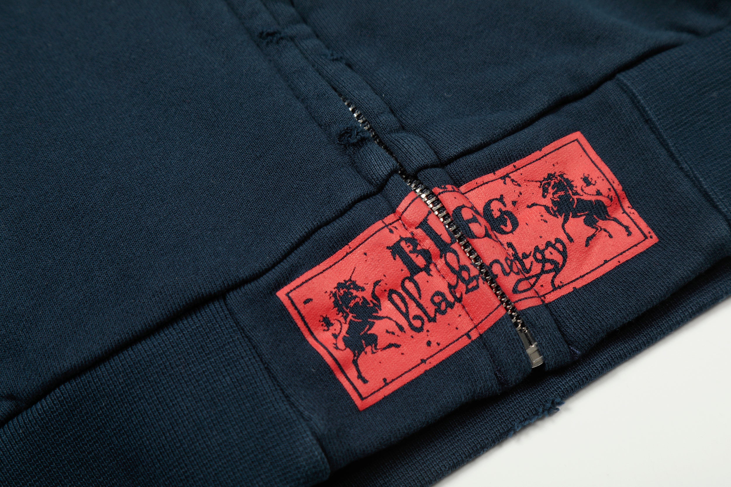 STARRVAINT Distressed Crest Zip-Up Hoodie