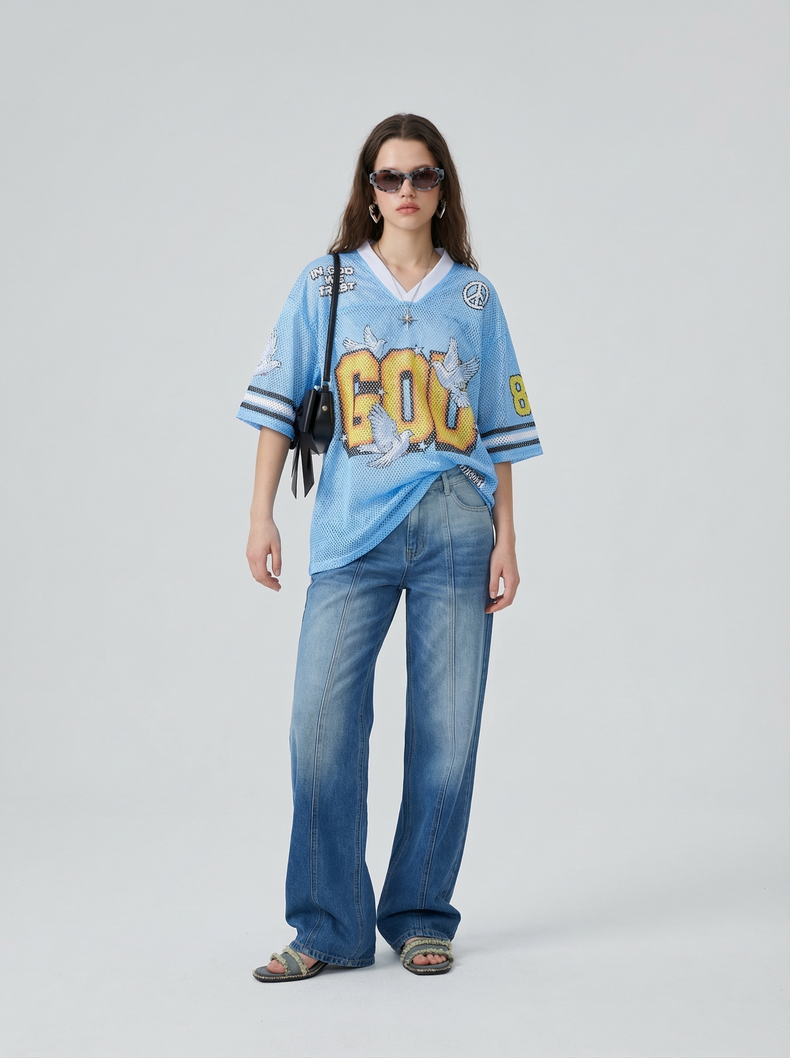 STARRVAINT “God We Trust” Mesh Jersey T-Shirt