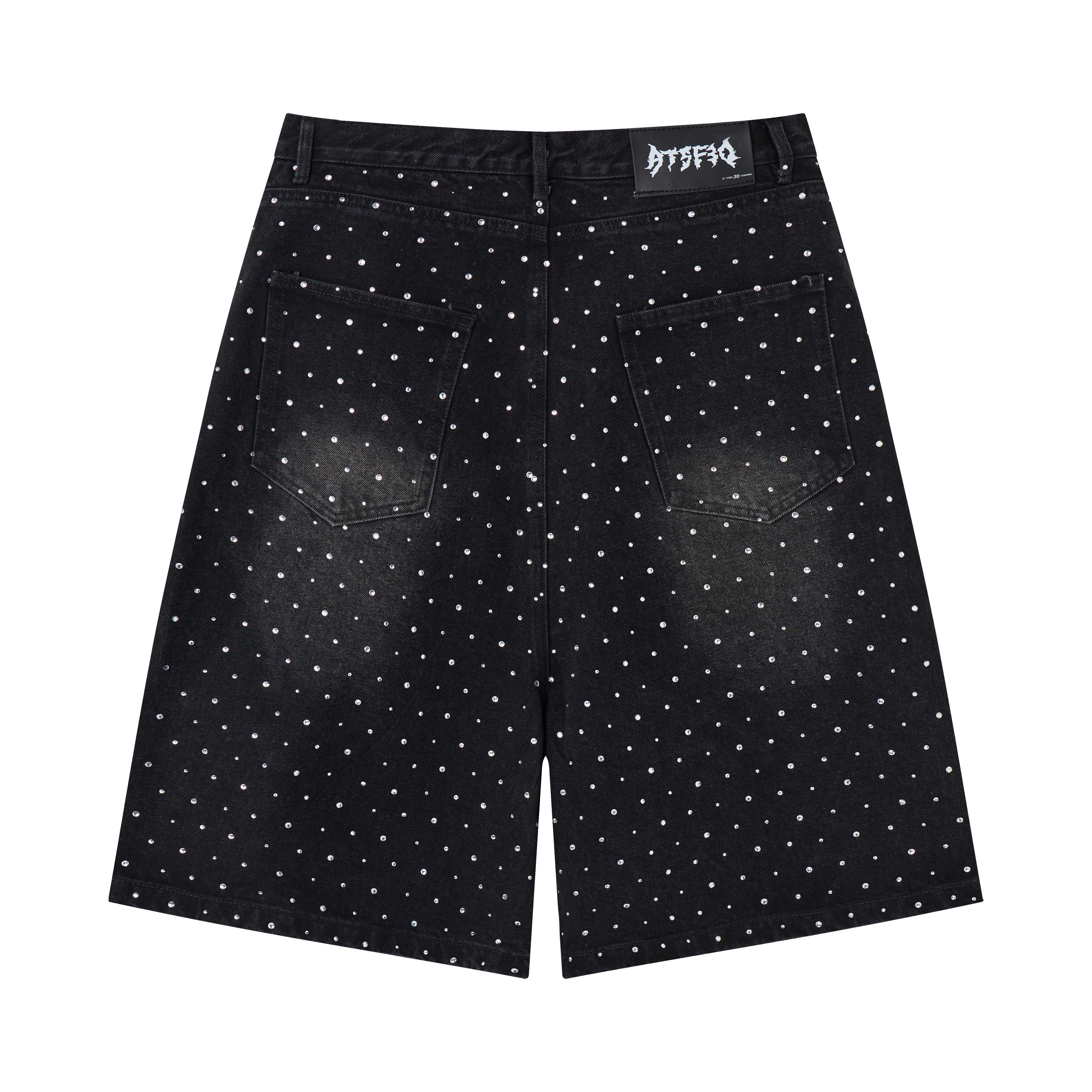 STARRVAINT Pearl Studded Denim Shorts