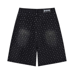 STARRVAINT Pearl Studded Denim Shorts