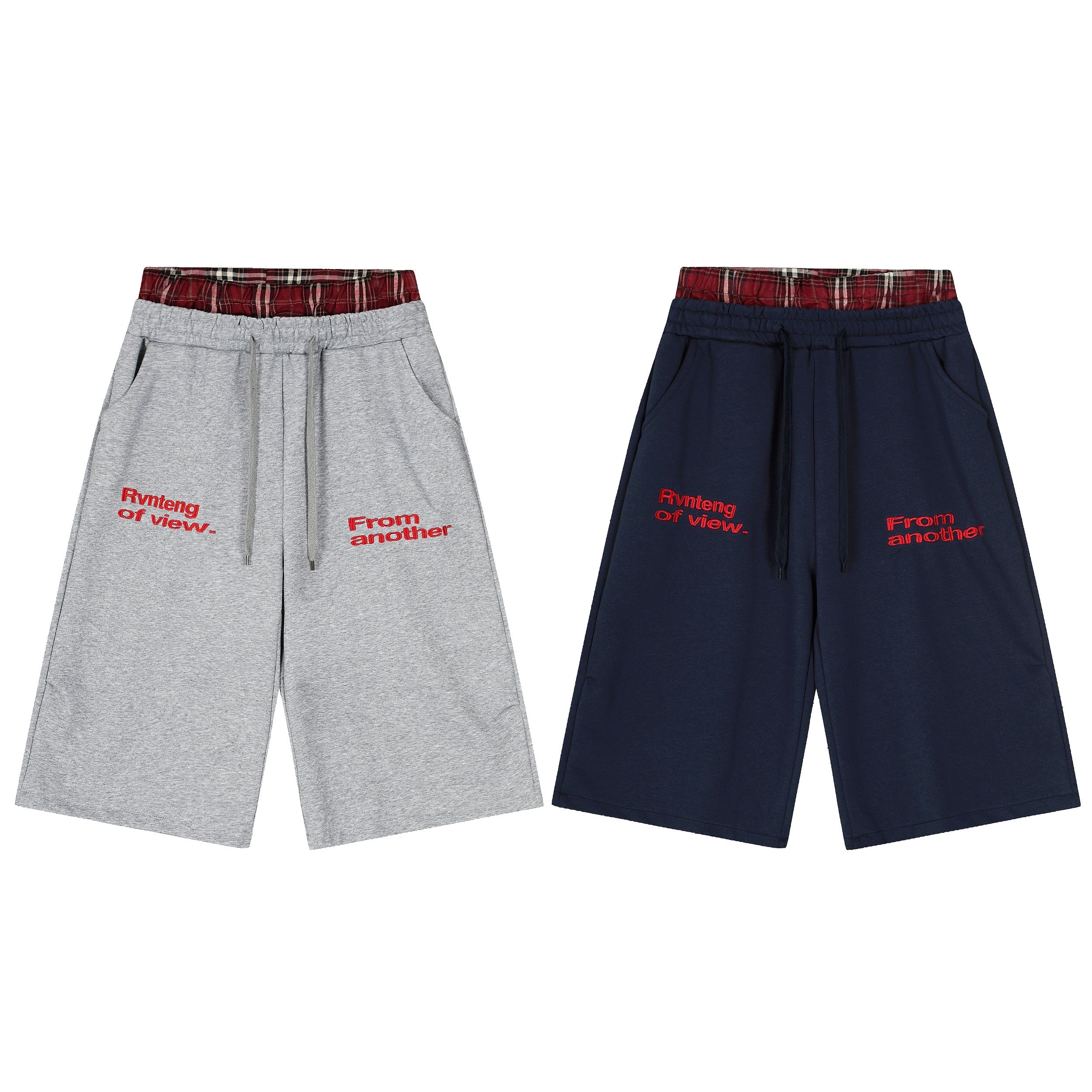 STARRVAINT Plaid-Waist Logo Shorts