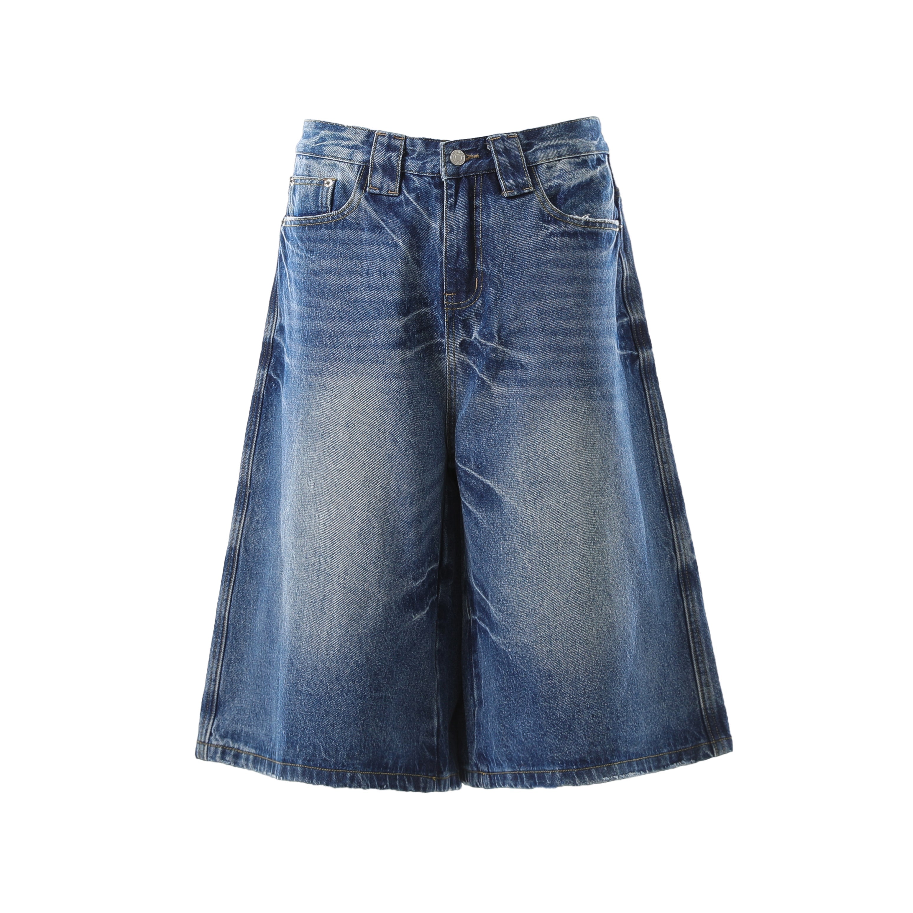 STARRVAINT Vintage Wash Wide-Leg Denim Shorts