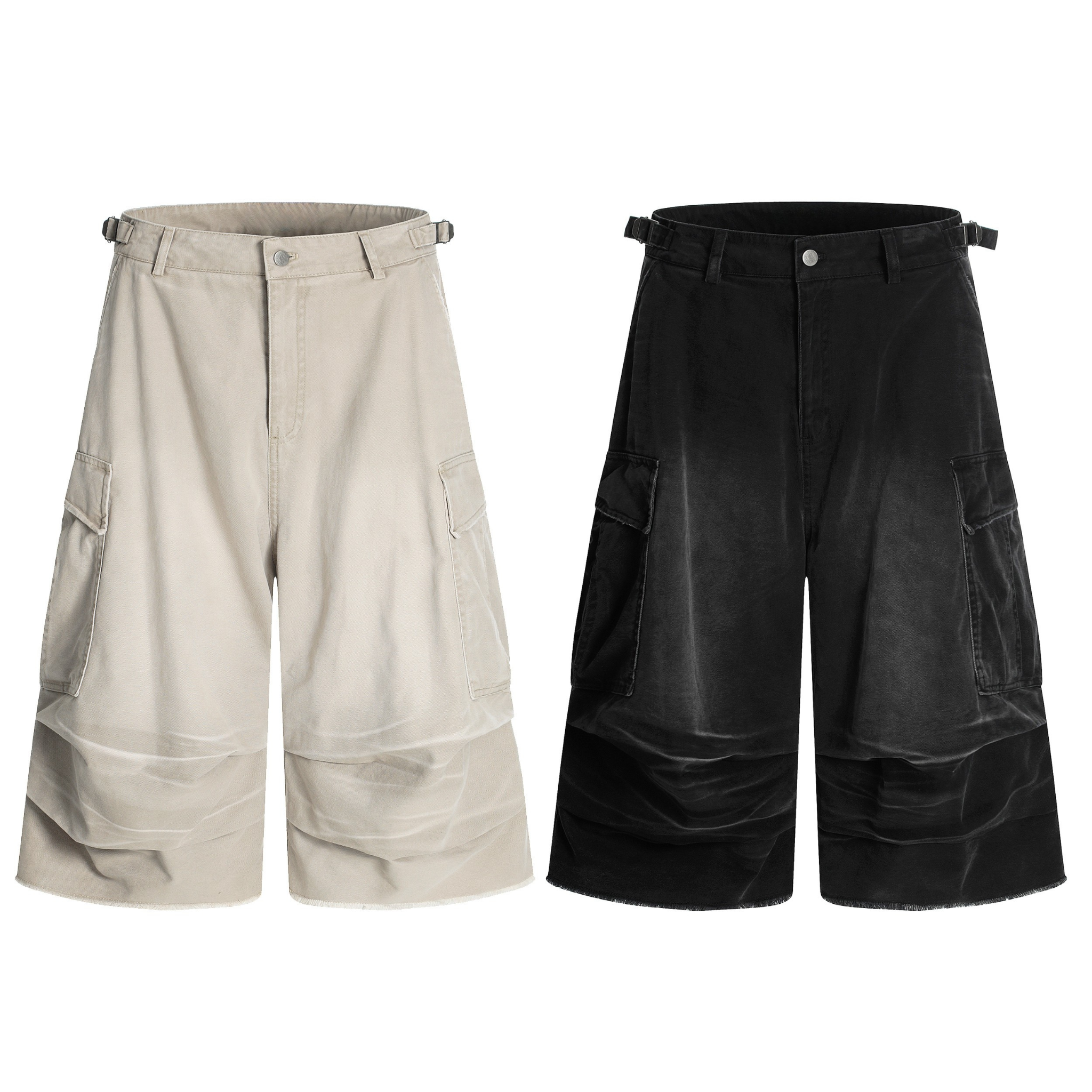 STARRVAINT Washed Layer-Panel Cargo Shorts