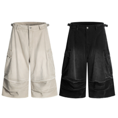 STARRVAINT Washed Layer-Panel Cargo Shorts