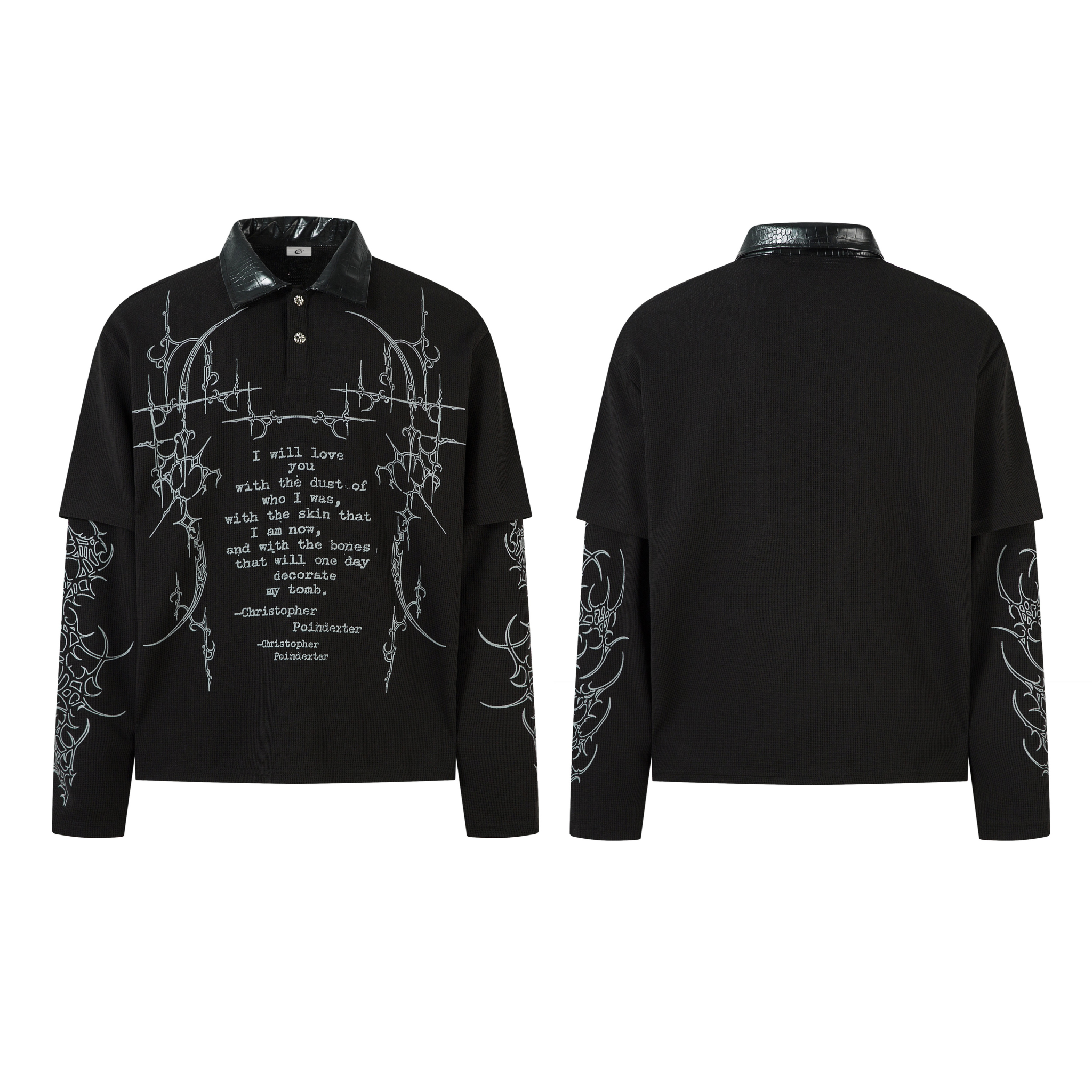 STARRVAINT Barbed Poetry Layered Collar Long Sleeve Polo