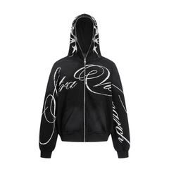 STARRVAINT Full-Script Zip Hoodie