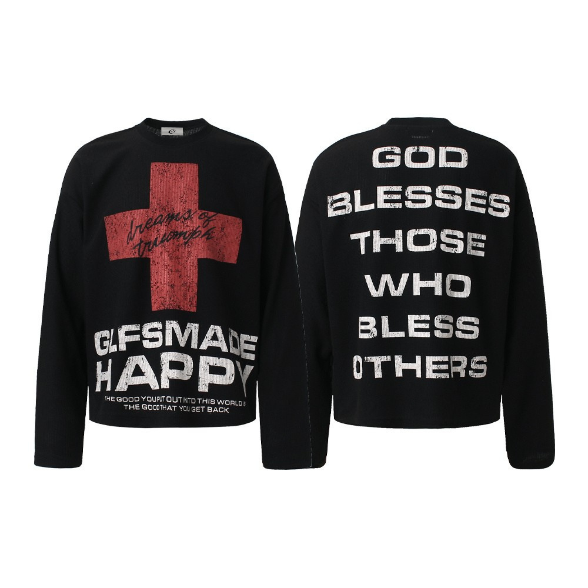 STARRVAINT Cross Graphic Waffle Long Sleeve